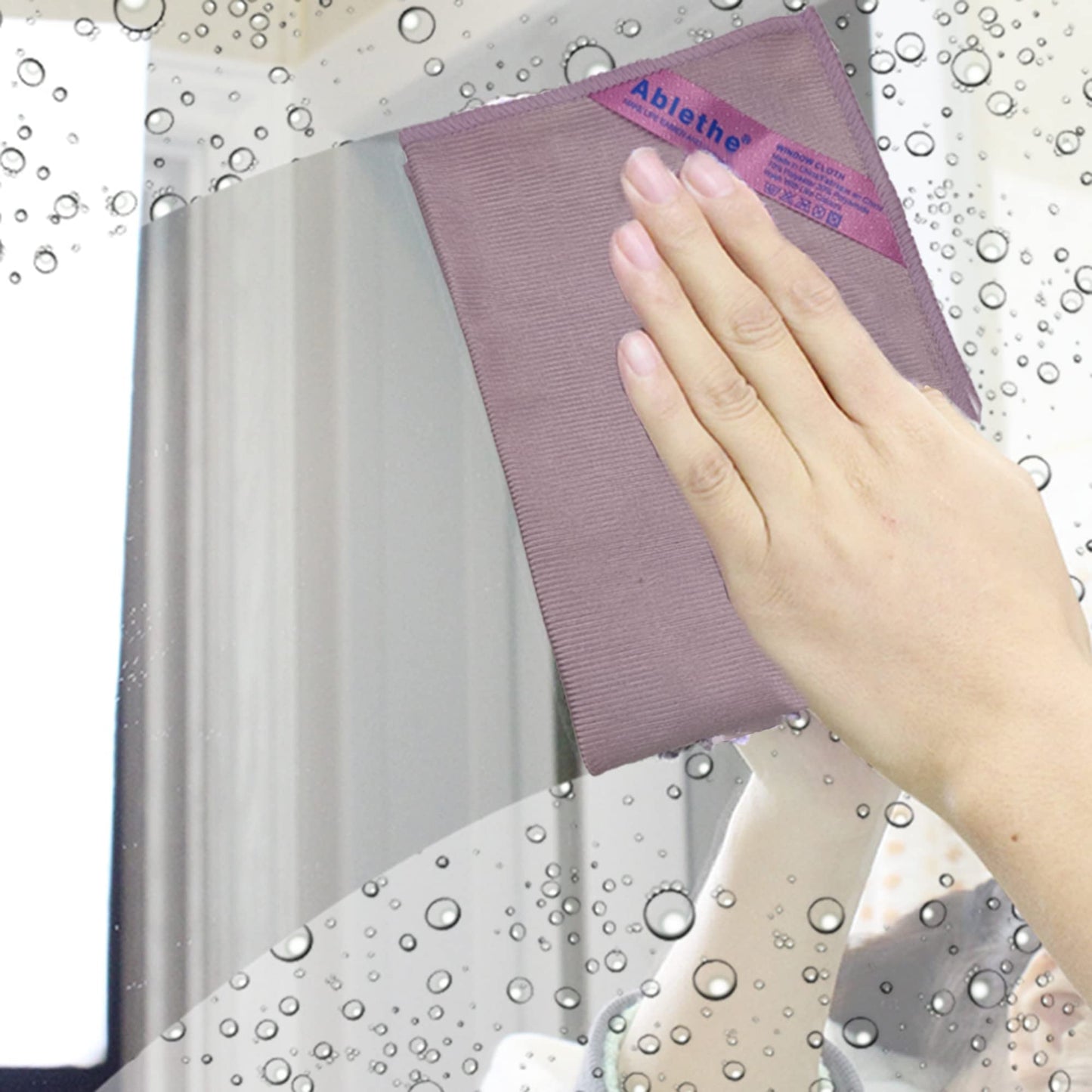 Window Cleaning Cloth - Microfiber Cleaning Cloth, Premium Polishing Rags, Lint Free, Streak Free (Grey, Purple and Blue)