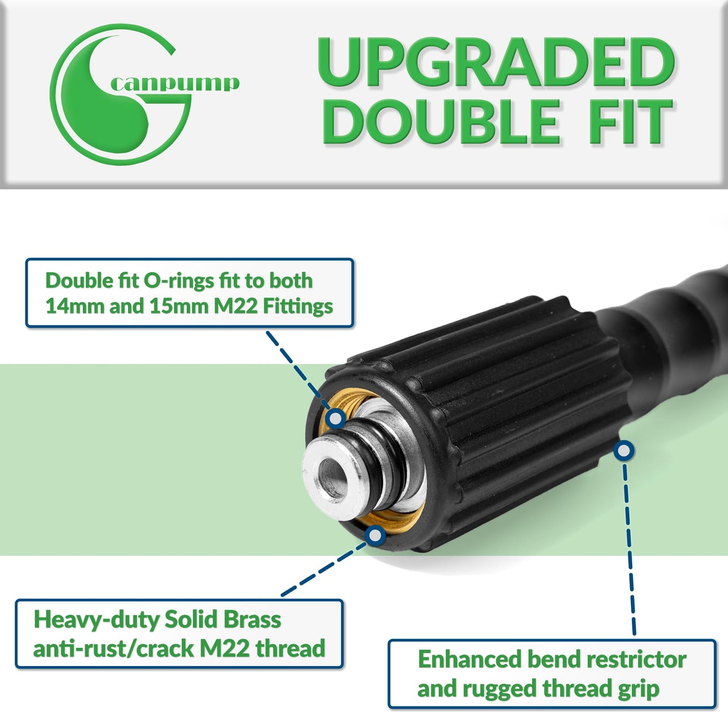 Canpump 1/4-in Cold Water Black Hose, 4000 psi, M22 Connector, 50 ft