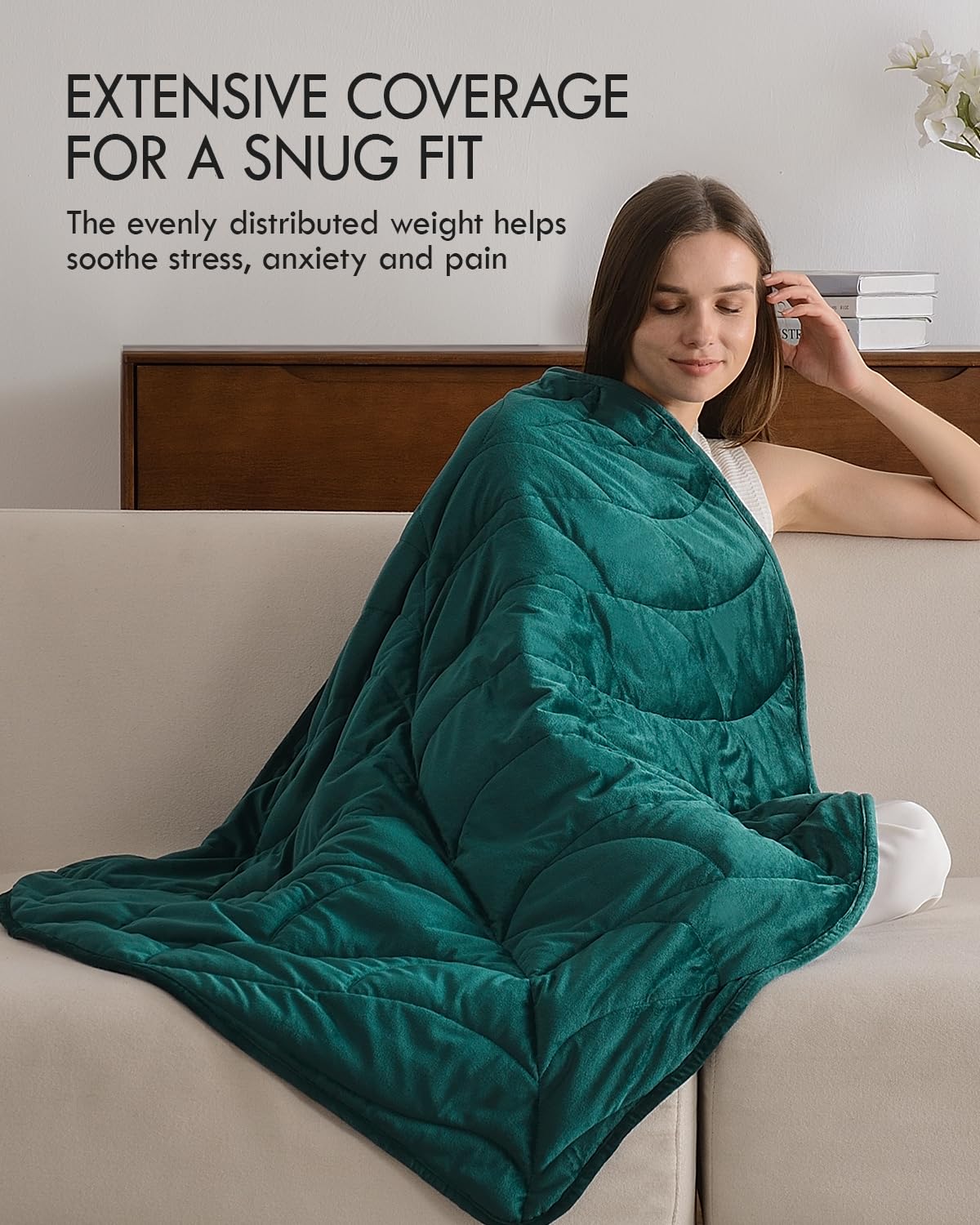 Kaisa Weighted Lap Blanket 7 lbs 41" x 53", Small Weighted Blanket for Adults, Cozy Luxury Crystal Velvet Weighted Blanket for Relaxation, All-Season Blanket, Machine Washable, Green