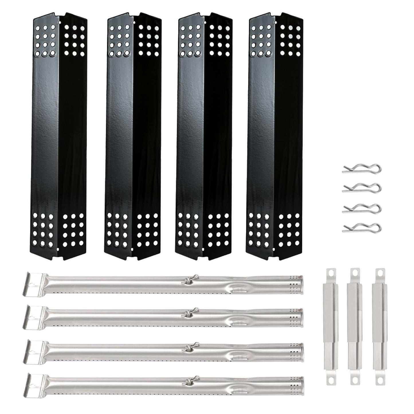 BBQSAVIOR PC16 BBQ Replacement Parts for Master Chef G45306, G45307, G45308, G45309, G45311 Grill Models, 4 Heat Shields, 4 Burner Tubes and 3 Crossover Tubes