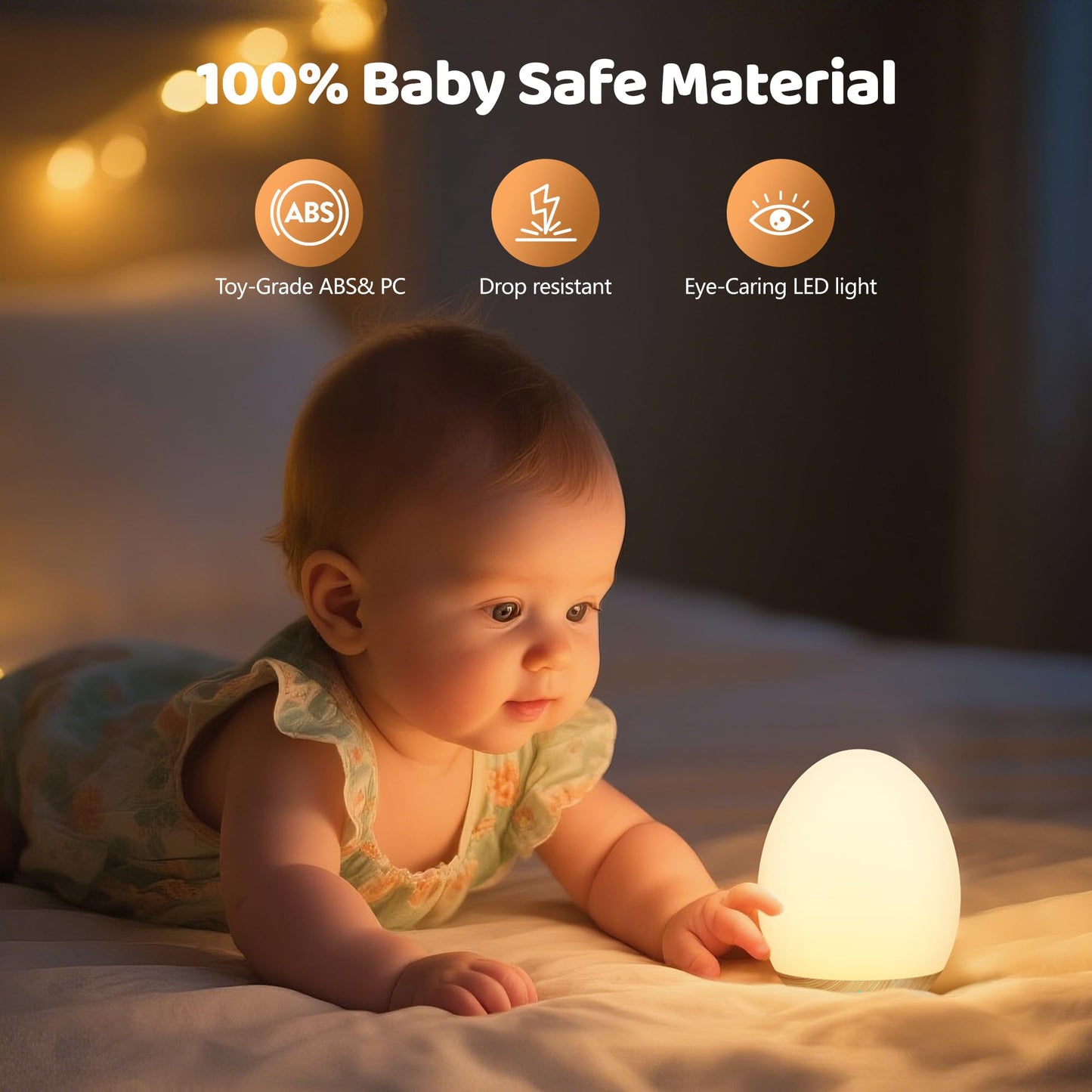 Night Lights for Kids, MediAcous Baby Night Light with 7 Colors Changing & Dimming Function, Rechargeable Kids Night Light with 1 Hour Timer & Touch Control, Up to 100H, Wood Grain