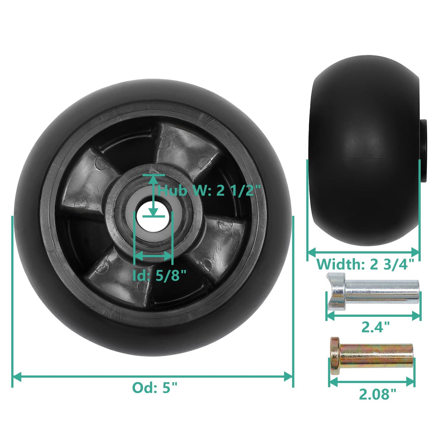 Deck Wheel Kit 4PCS Compatible with John Deere 48" 54" 60" 72" Deck Lawn Mowers Part# AM125172