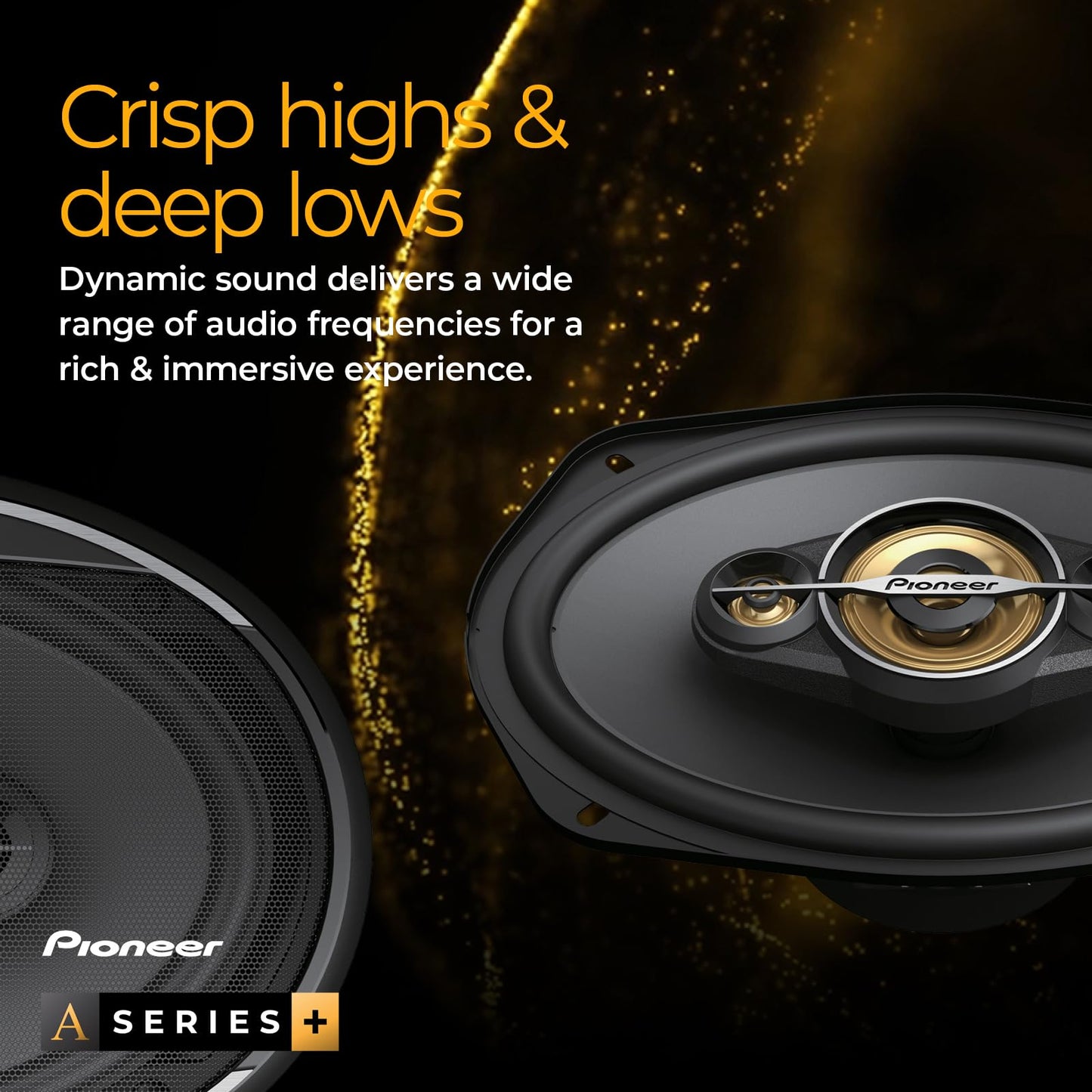 Pioneer A-Series Plus TS-A1081F 4” 2-Way Speakers (Pair) – 230W Max, Balanced Sound + Smooth Treble, Enhanced Bass, Great Stock Replacement
