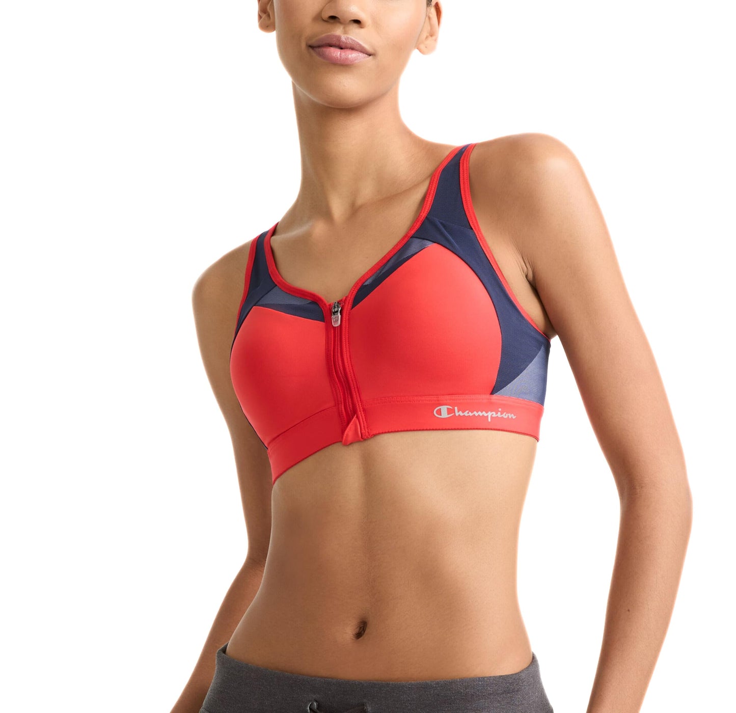 Champion Women's Mesh Racerback Bra, Sports Bra with Max Support for Women, Moisture-Wicking Athletic Sports Bra, Red Flame, 40D