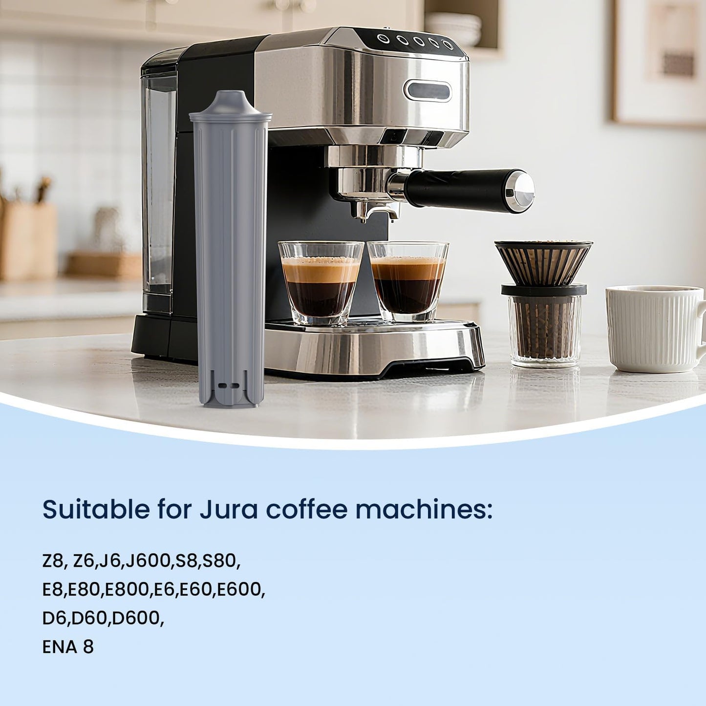 GLACIER FRESH Water Filter Compatible with Jura 71794 Claris Smart+ Filter Cartridge, Fits E6, E8, Z8, Z6, J6, ENA8, WE6, WE8 Coffee Machines, NSF/42 Certified, 3 Pack