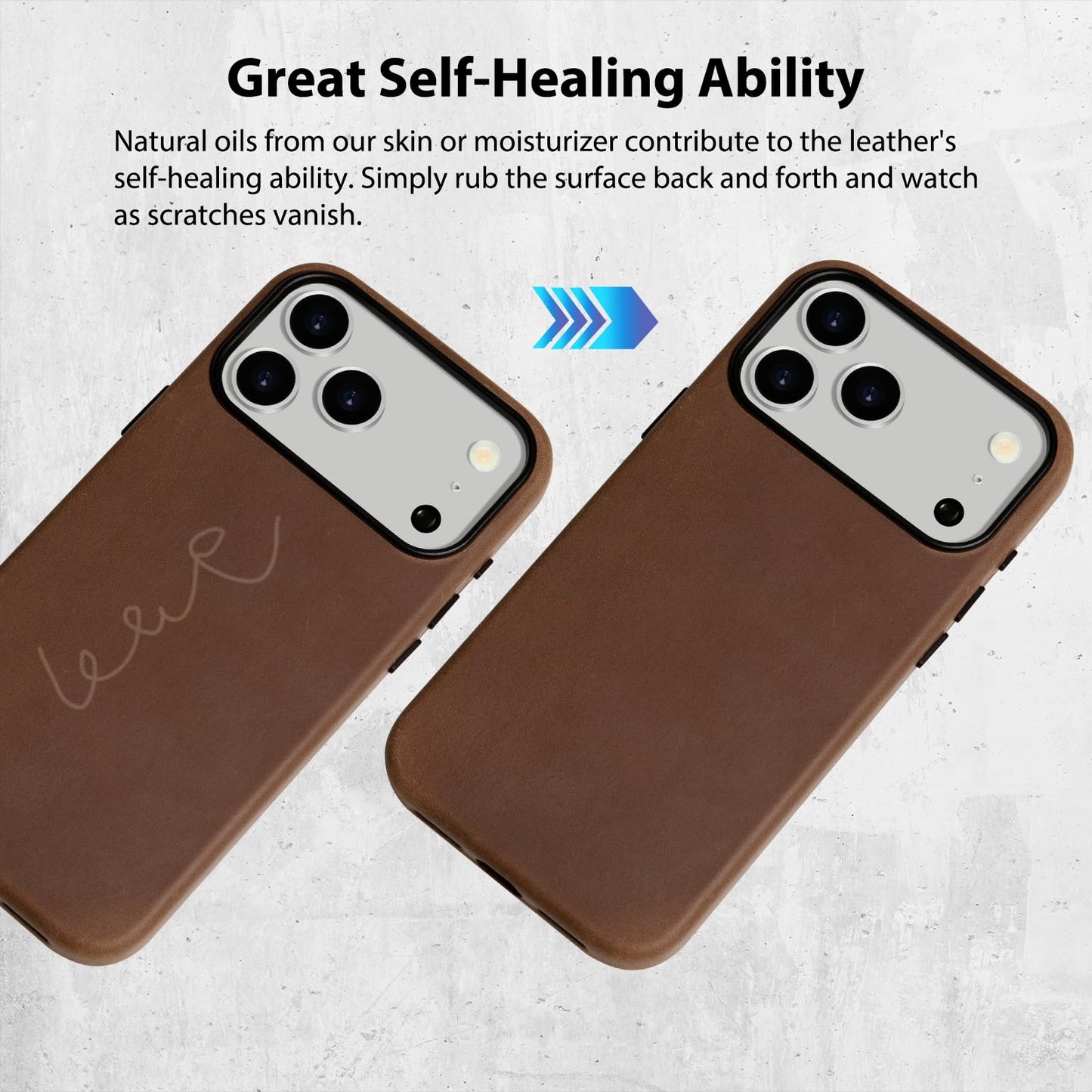Belemay Handcrafted Crazy Horse Leather Case for iPhone 17 Pro Max, Compatible with MagSafe, Vintage Aesthetic, Two-Tone Effect, Unique Patina, Camera Control Button Coverage (6.9"), Vintage Brown