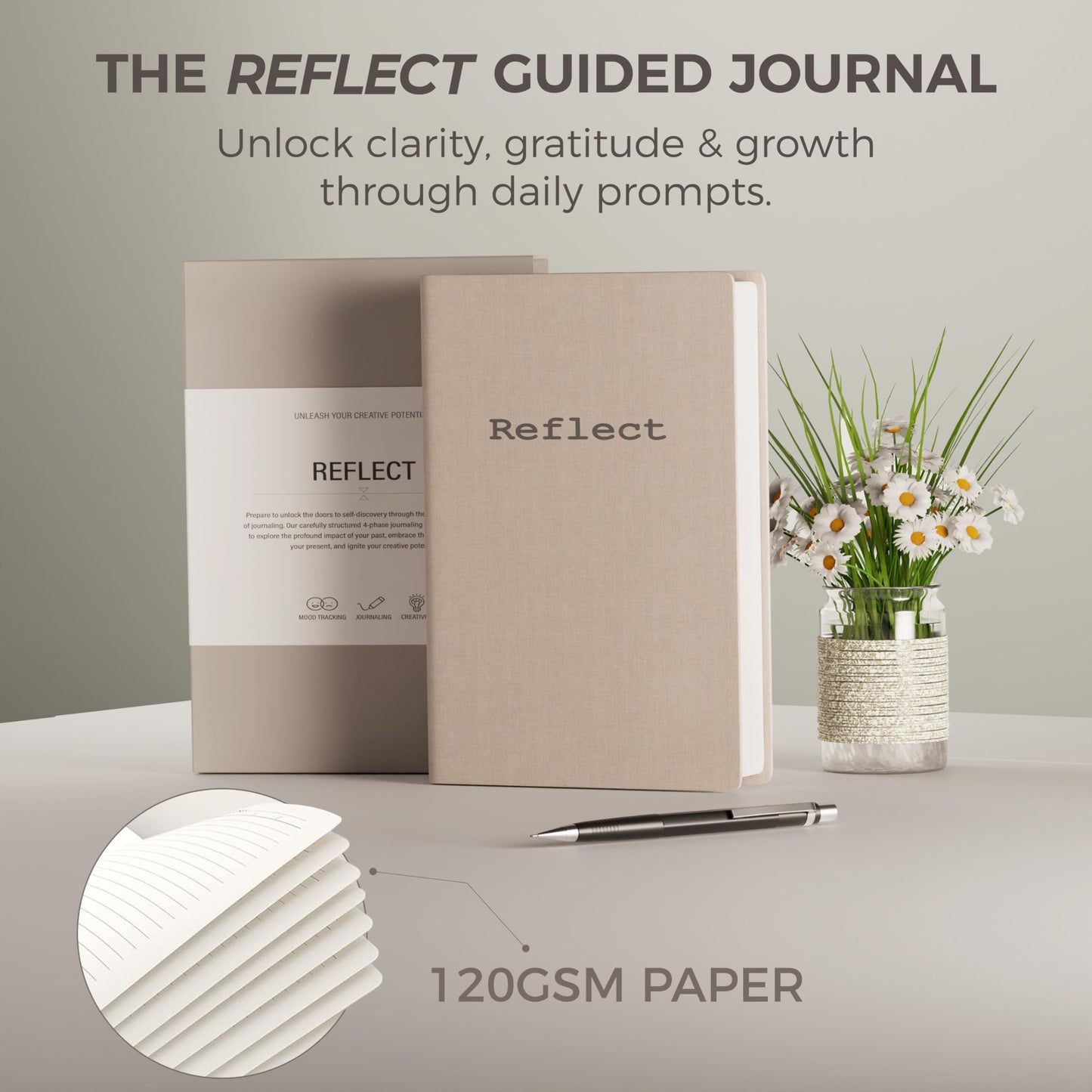 MindPanda Reflect - Guided Journal For Men & Women - Daily Journal for Deep Reflection, Mindfulness, Gratitude & Genuine Happiness - Habit & Mood Tracker - Premium Quality, Non Bleed