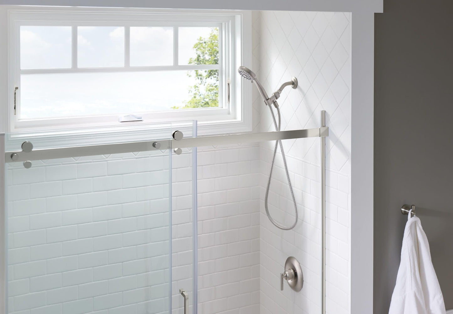 Moen 20091SRN 5-Setting Hand Held Brushed Nickel Spot Resist Shower Head, 2.5 GPM