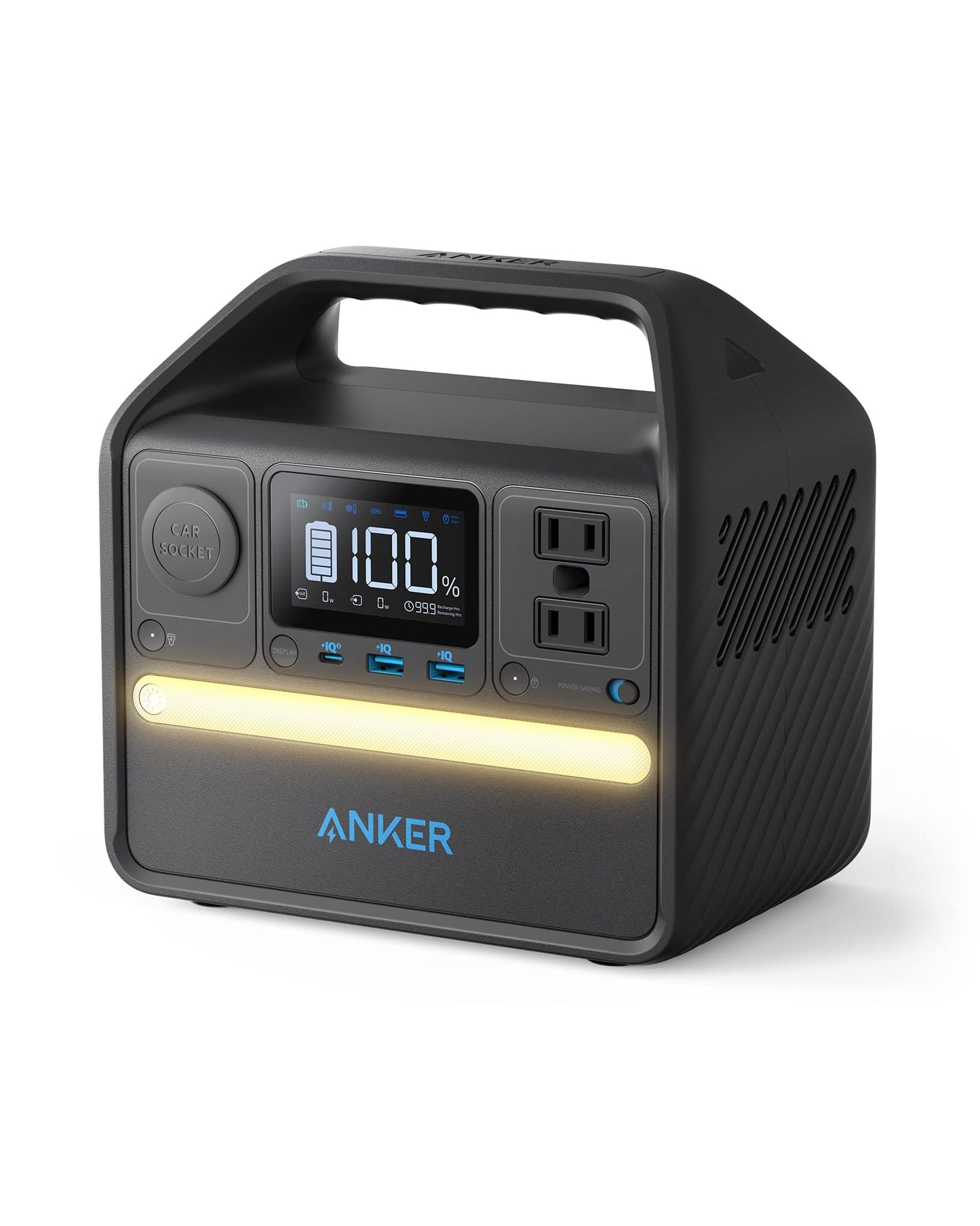 Anker 521 Portable Power Station (Powerhouse 256Wh), 6-Port Powerhouse 200W/256Wh with Solar Generator, 2 AC Outlets, 60W USB-C Power Delivery Output, LED Light for Outdoor RV, Emergencies and More