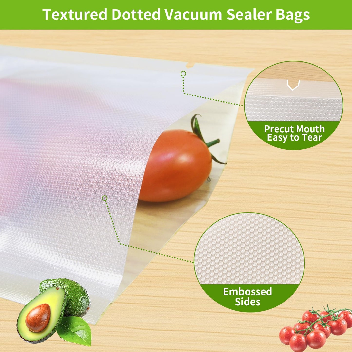 SurpOxyLoc 200 Quart Size 8x12Inch Food Vacuum Sealer Bags with BPA Free,Heavy Duty,Great for Sous Vide and Vac Seal storage
