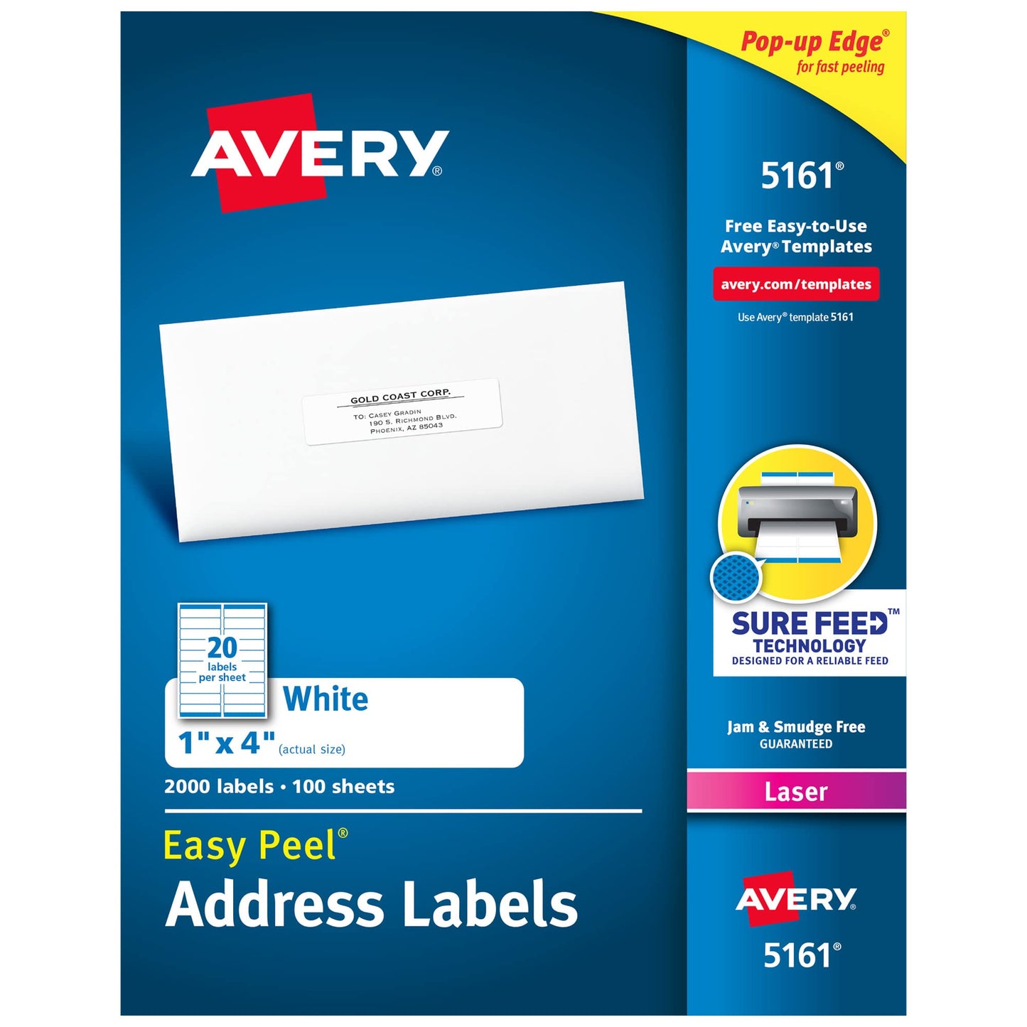 White Easy Peel Address Labels with Sure Feed, Laser,