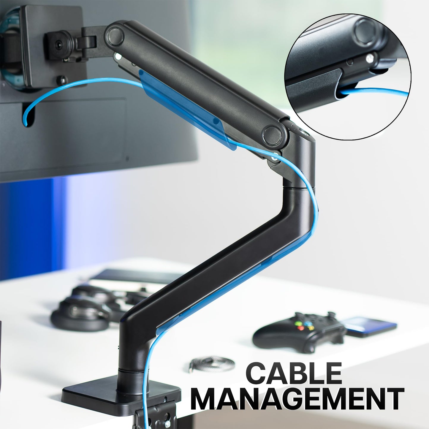 VIVO Heavy Duty Aluminum Ultrawide Monitor Tension Arm for up to 49 inch Screens, Holds 44 lbs, Premium Desk Mount Stand Designed for Samsung Odyssey G9 and More, Black, STAND-V101V