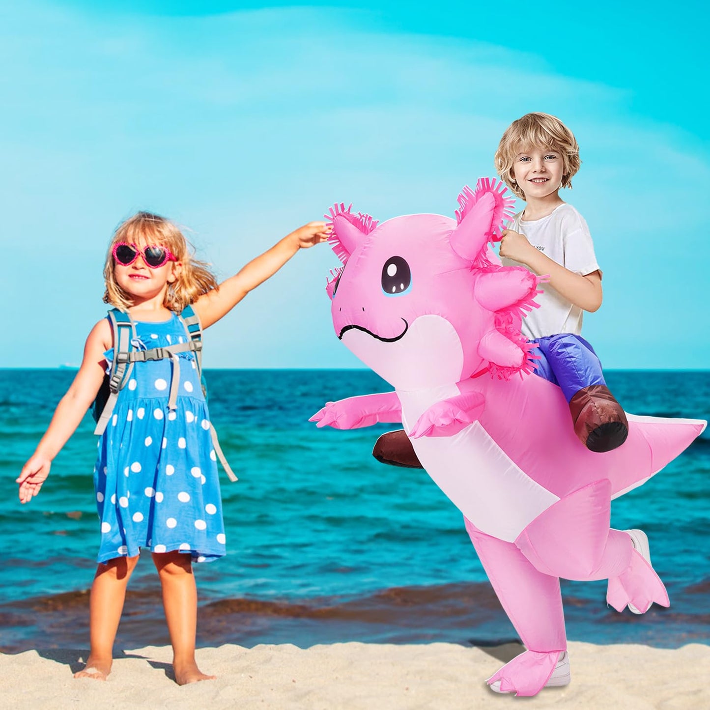 Stegosaurus Inflatable Axolotl Costume for Kids Halloween Costumes Kid Blow Up Costume Ride on Axolotl Costumes