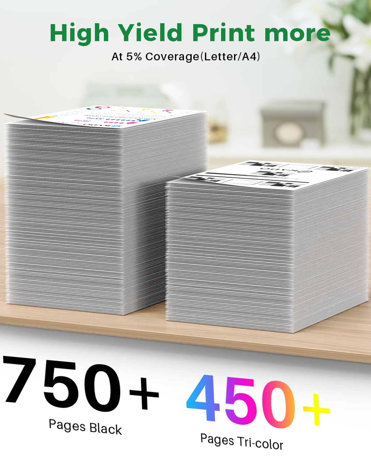[2-Pack] 67XL Ink Cartridge Combo Pack Black Color Compatible Replacement for HP 67 XL 67XXL Use with Deskjet 2755e 2700 4155e 2855e Envy 6455e 6055e Printer (Black and Tri-Color)
