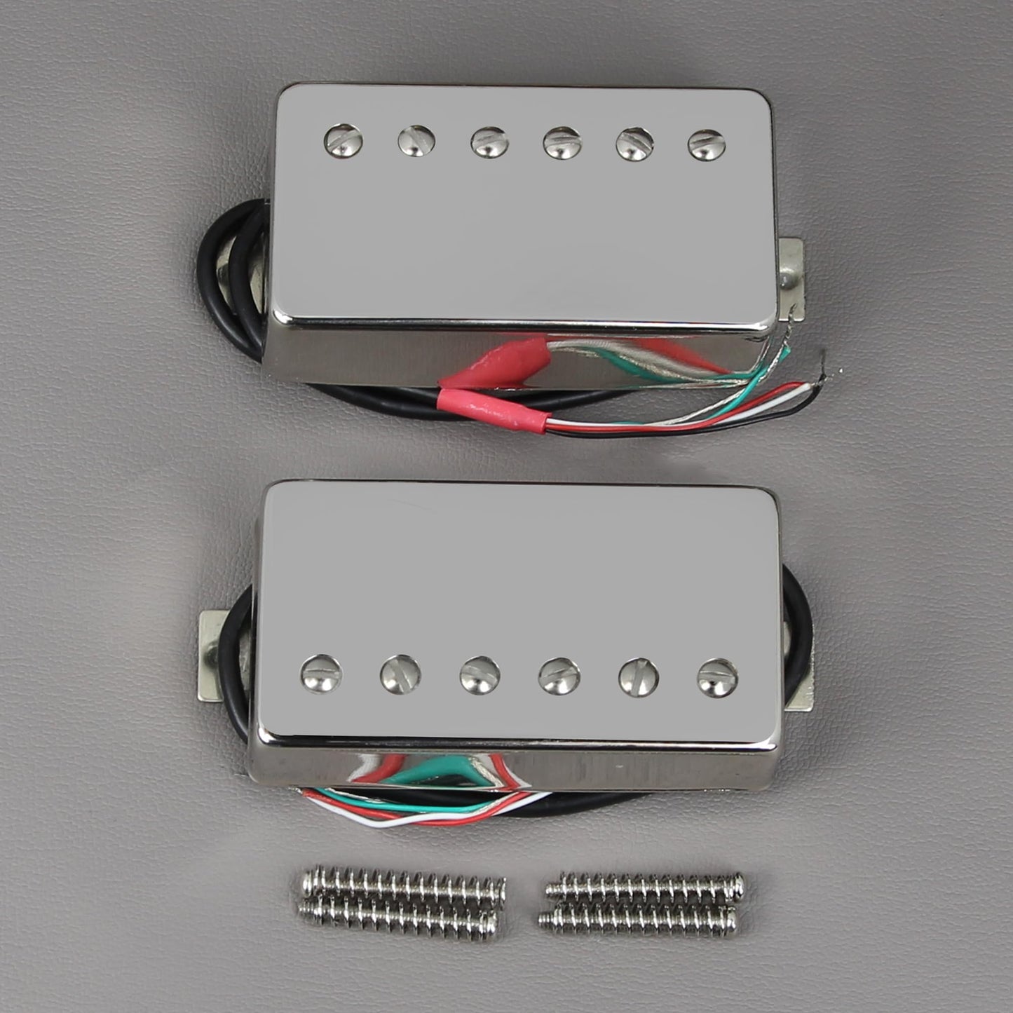 FLEOR Alnico 5 Guitar Humbucker Pickup 4-Wires Neck+Bridge Pickup Set Chrome Fit LP Guitar Part