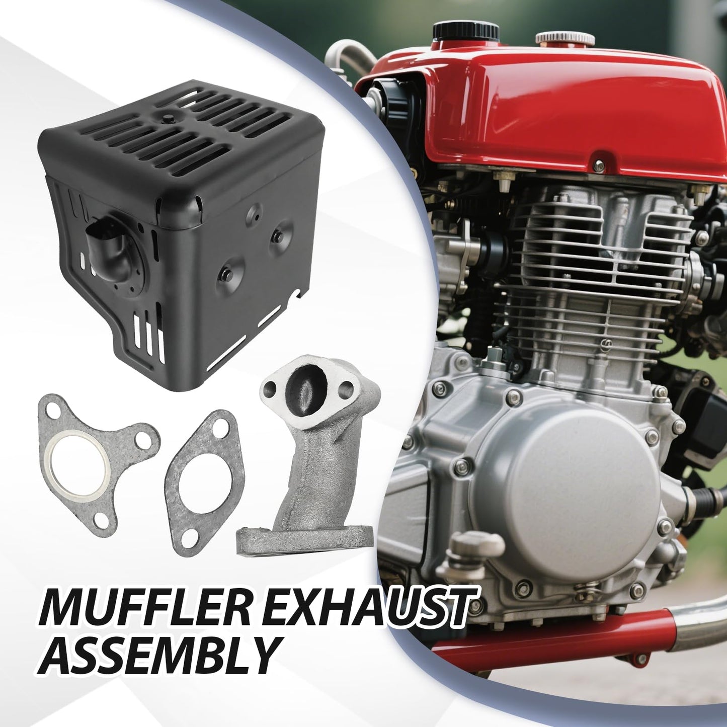 Anxingo 18310-ZE2-W61 Exhaust Muffler Pipe Silencer Assembly, Replacement for Honda GX340 GX390 GX270 GX240 11HP 13HP Engine Motor, Replaces 18310-ZE3-W00 18320-ZE3-W00