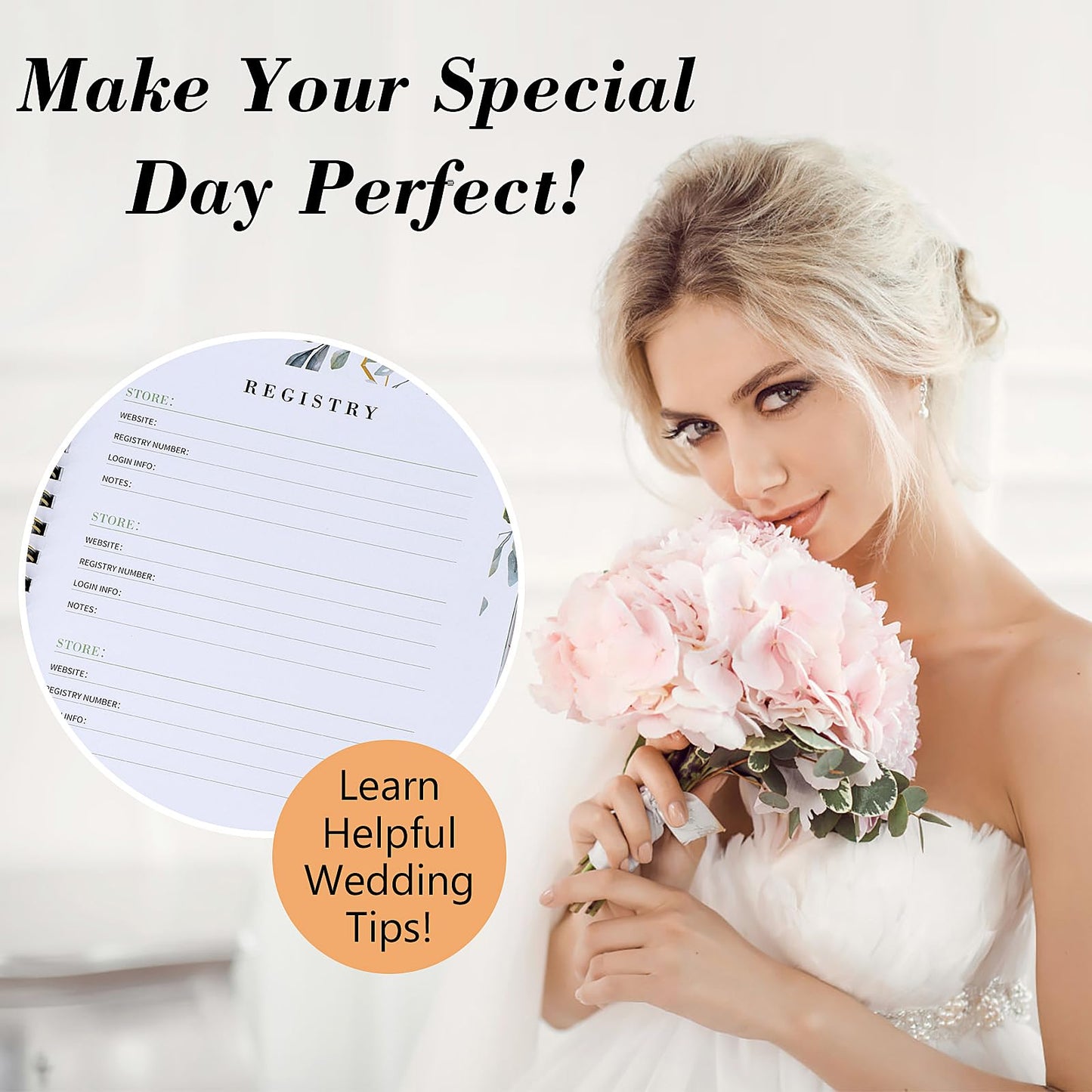 CHSEEO Wedding Planner Book and Organizer for Bride, Wedding Planning Binder with Tabs, Checklists, Countdown Calendar & Pocket, Engagement Unique Gifts for Couples, Bridal Wedding Planners Essentials