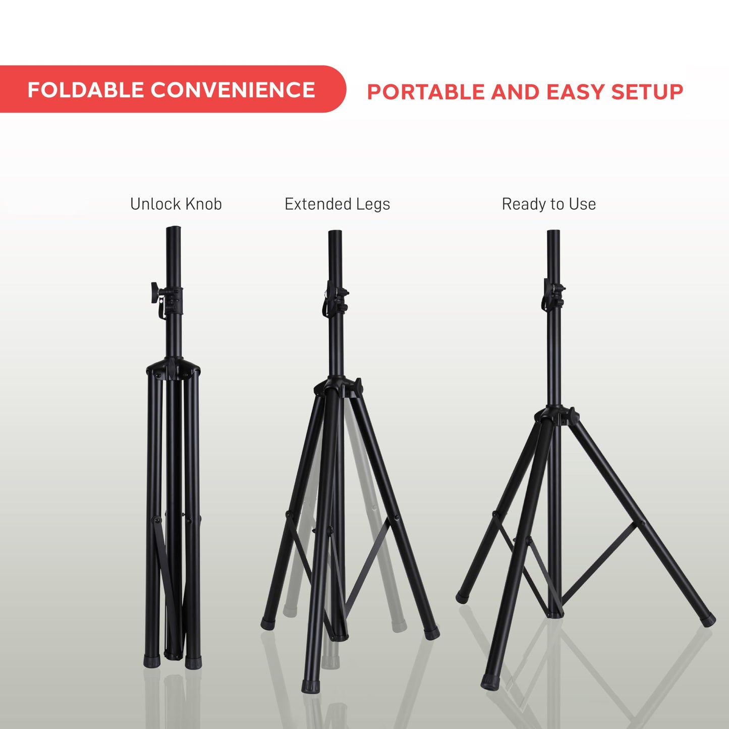 PYLE Speaker Stand - Universal Speaker Stand, Very Stable Non-Slip Tripod Base, Telescoping Height Adjustable 42” to 70”, Weight Capacity 130lbs, w/ 35mm Compatible Insert- for On Stage or Studio Use