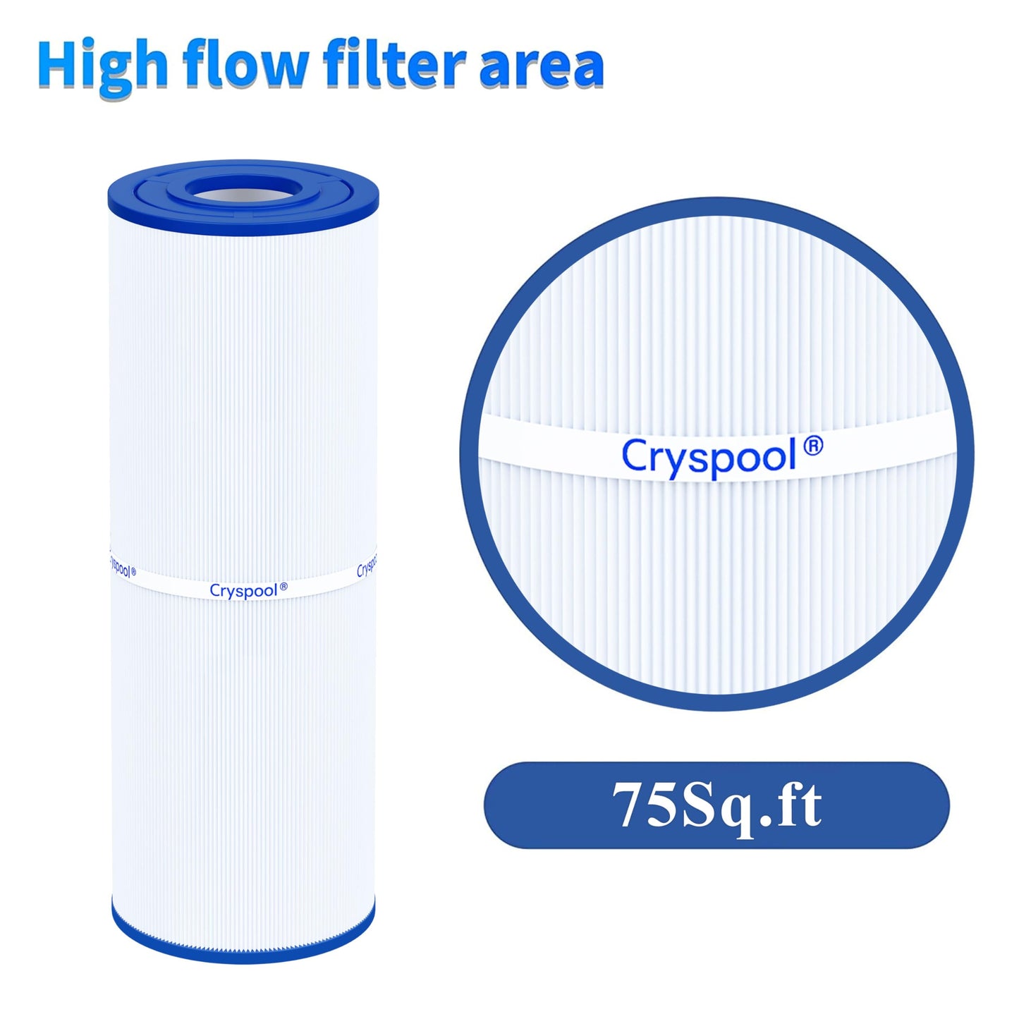 Cryspool® 05007 Filter Compatible with C-5374, PLBS75, R173600, 303433, 107092, 817-0015, S2/G2 Spa 75 Square Foot, FC-2971, 75 Sq. Ft Spa Filter Cartridge, 2 Pack