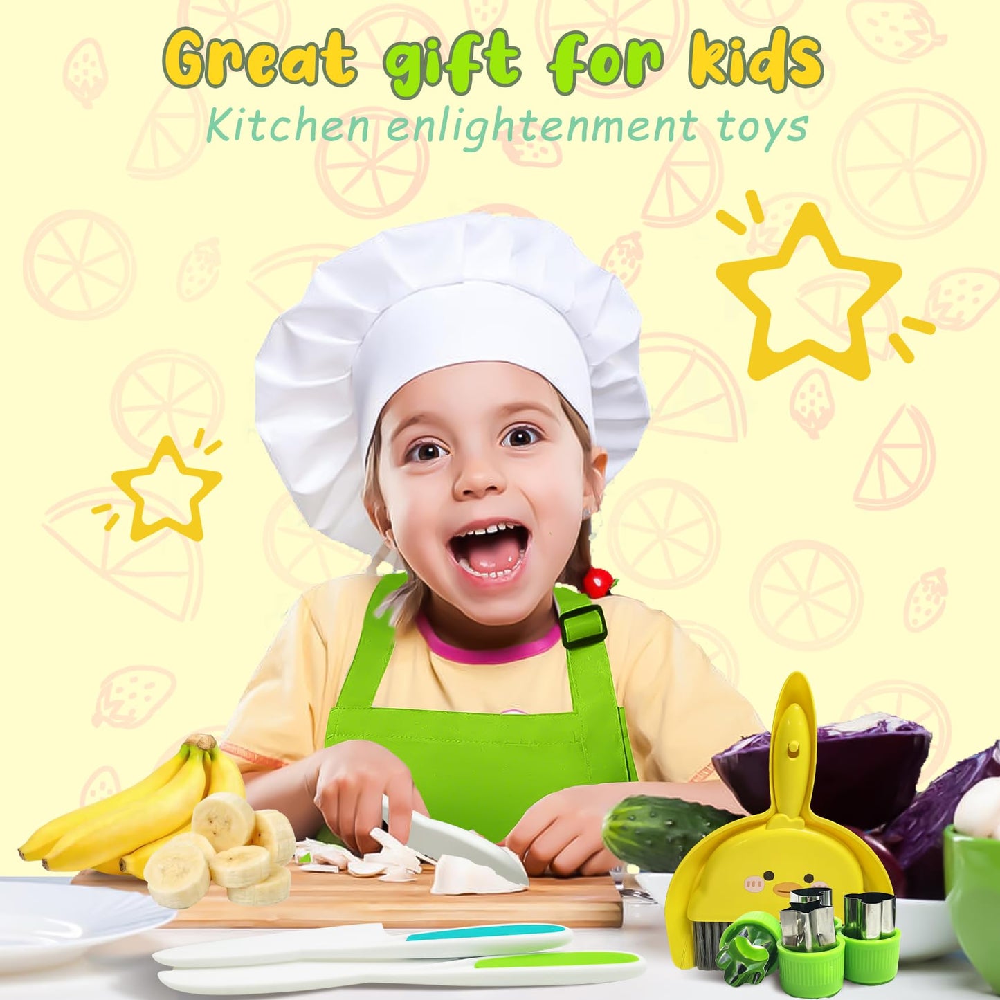 UBANTE 37 PCS Montessori Kitchen Tools for Toddler Toys, Kids Cooking Sets Real-Toddler Safe Knives Set, Educational Christmas Birthday Gift for 3 4 5 6 7 8 9 Years Old Girls Boys Kids Toddler