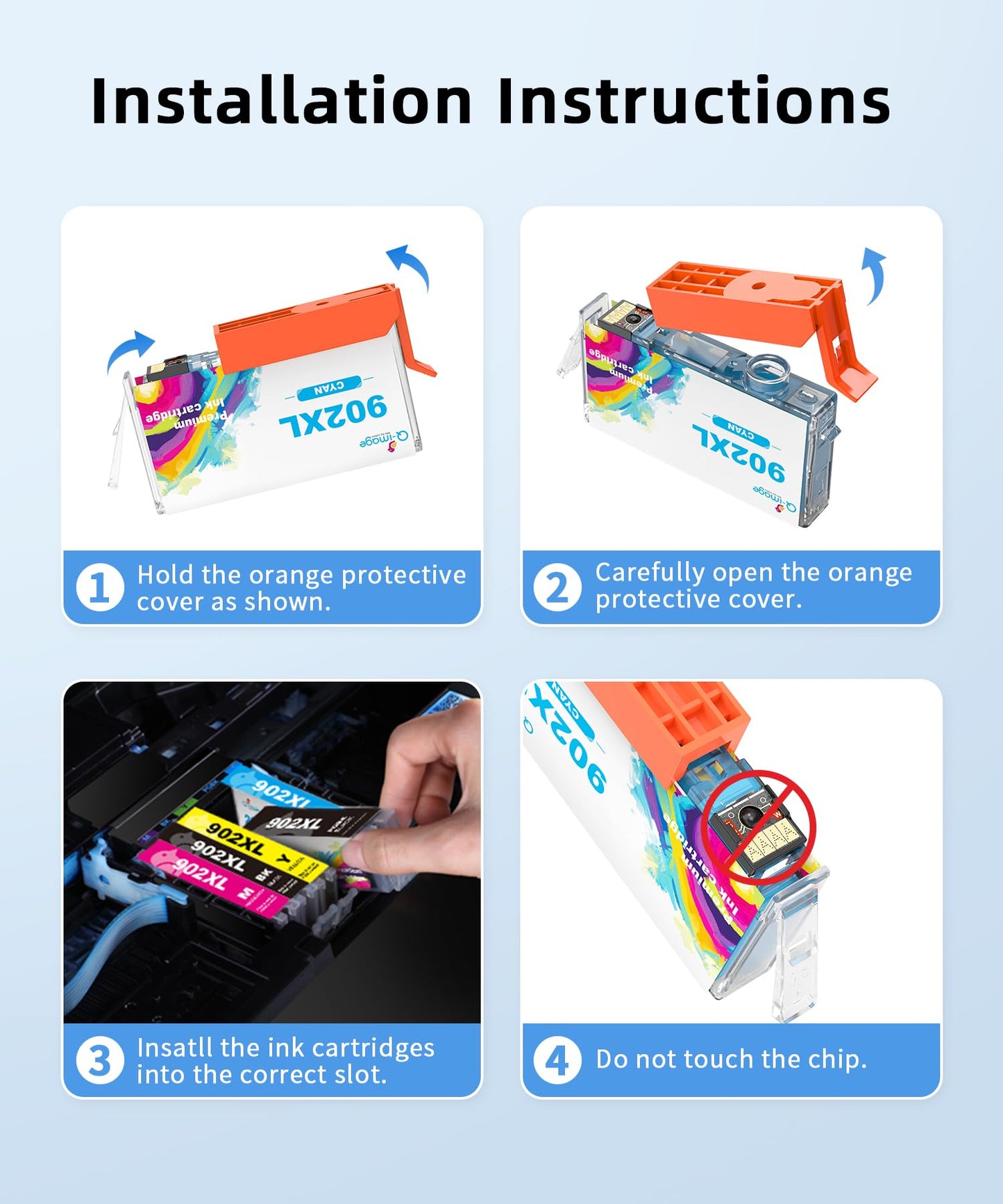 （5-Pack 902XL Ink Cartridges Combo Pack Compatible for HP 902 XL Ink Cartridges Work with HP Officejet Pro 6978 6960 6962 6968 6954 6958 6950 6951 6970 Printers (Black, Cyan, Magenta, Yellow）