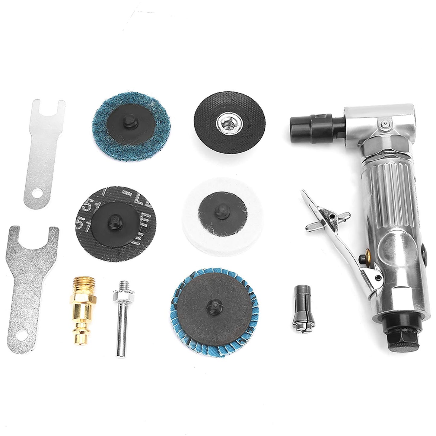 Tyenaza Air Grinder Die Grinder, Angle Die Grinder Pneumatic Die Grinder Industrial Grade 90 Degrees Air Angle Grinder with 2inch Grinding Disc MBSP, Air Straight Grinder Die Grinder Kit