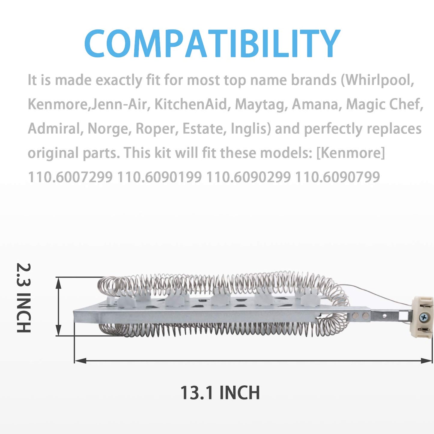 Ultra Durable 3387747 Dryer Heating Element Replacement Part Exact Fit for Whirlpool Kenmore Maytag Dryers Replaces AP6008281 80003 8527865 AP2947033 PS344597 PS11741416
