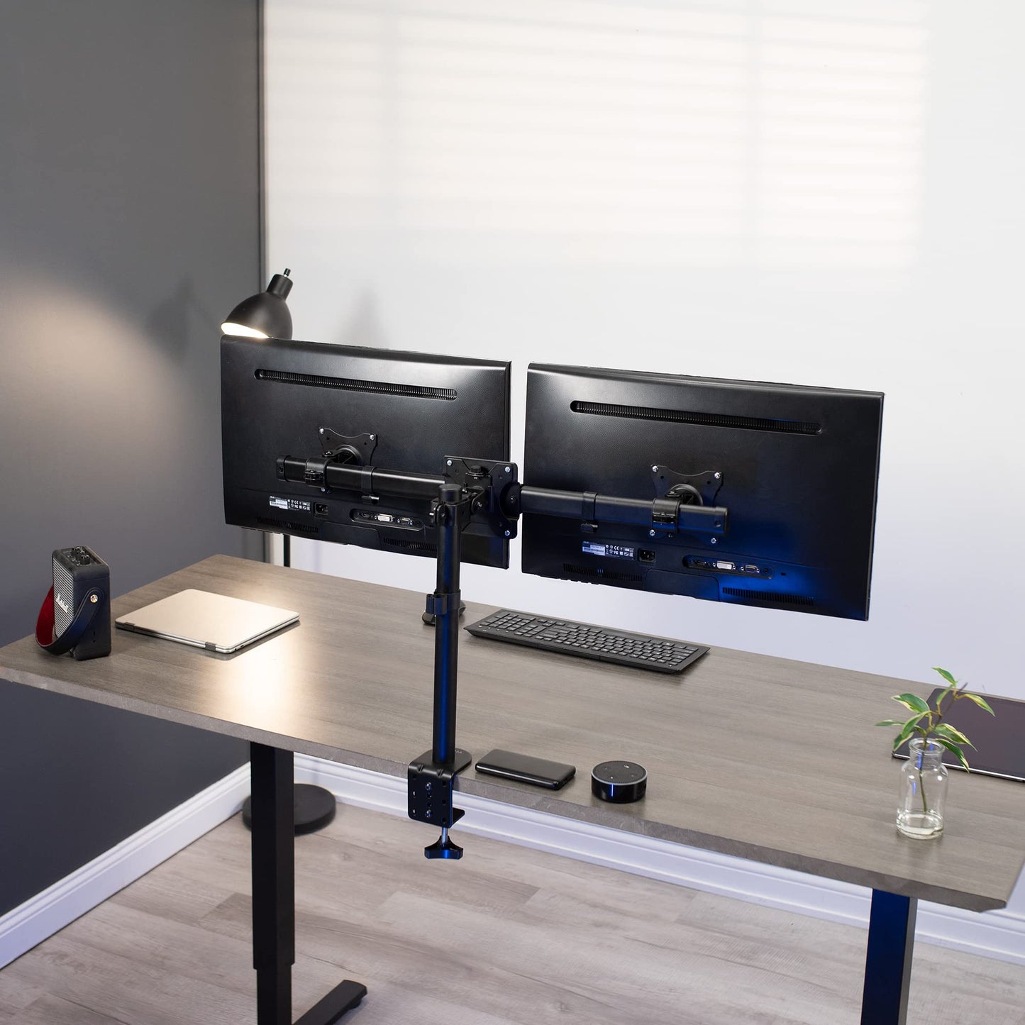 Dual VESA Bracket Adapter Horizontal Assembly Mount, 2 Monitor Screens up to 27"
