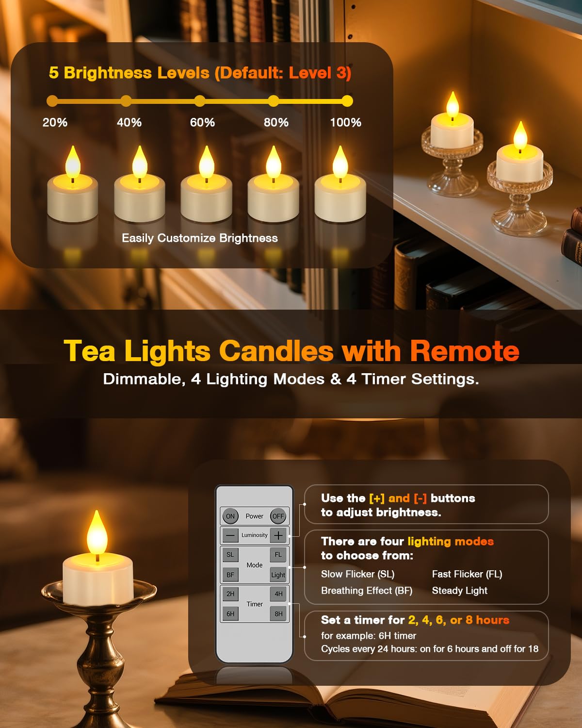 Yme Rechargeable Tea Lights Candles with Charger Storage Base, 12 Pack Battery Operated LED Flameless Tealight Candles with Remote Timer for General Fireplace Halloween Pumpkins Christmas Party Decor