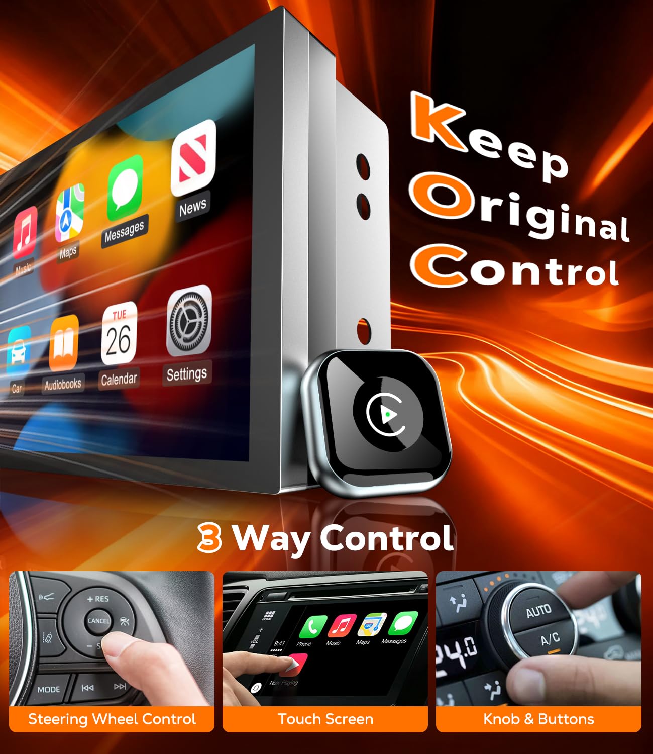 Wireless CarPlay Adapter for Apple iPhone - Convert Wired CarPlay to Wireless - USB C/A Plug and Play, Super Mini, Stable Bluetooth Connection, for iPhone iOS 10+ & Cars with Built-in Car Play