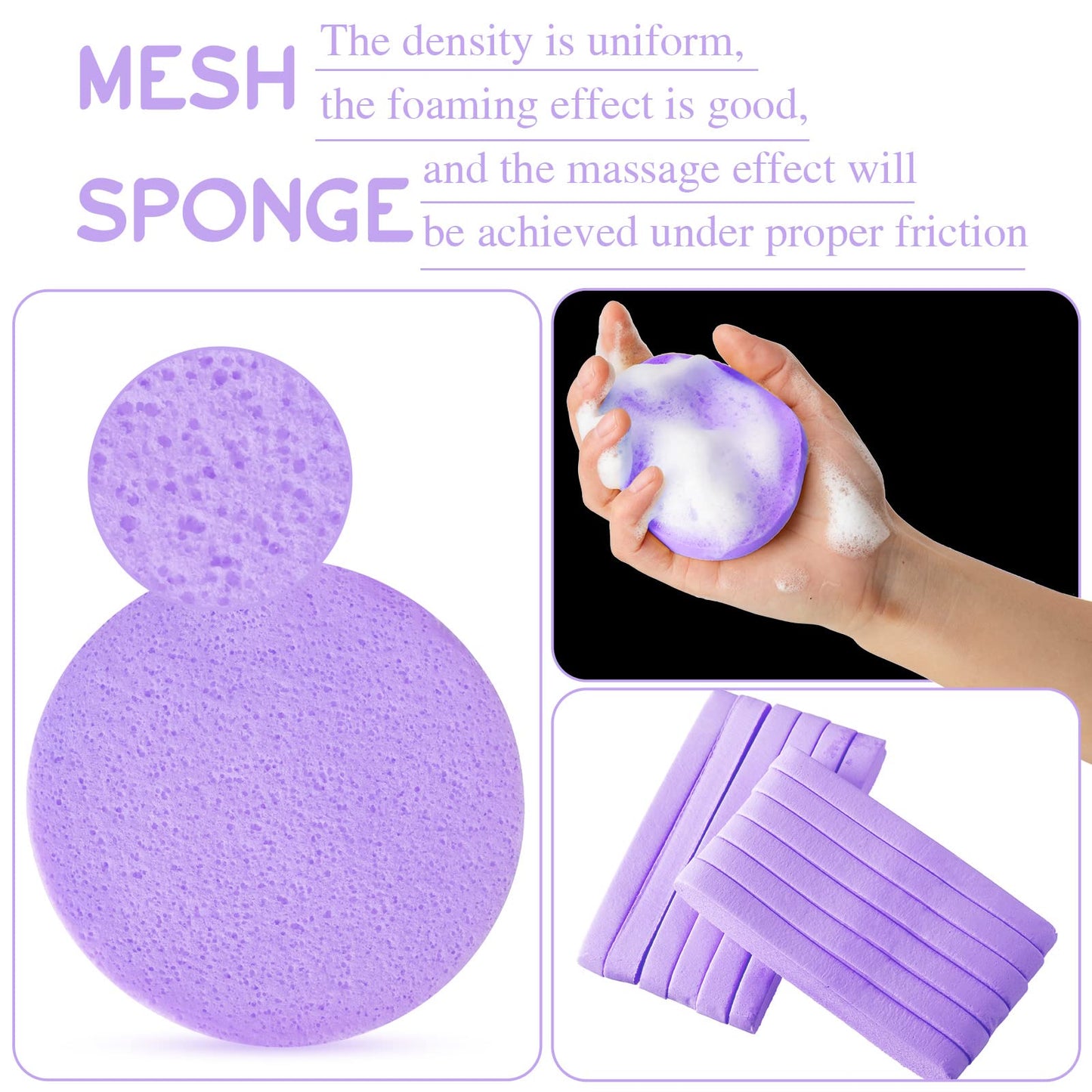Foaincore 600 Pieces Compressed Facial Sponge Round Facial Sponge for Estheticians Face Sponges for Cleansing Face Wash Pads Disposable Sponges for Women Spa Exfoliating Cleansing(Purple)