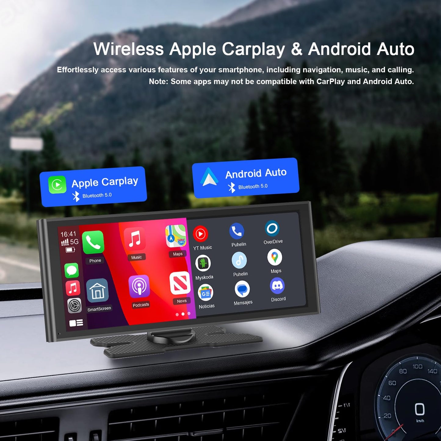 Avylet 9.26" Carplay Screen for Car, Portable Wireless Carplay Compatible with A-pple Carplay&Android Auto, OTA Upgrade, Backup Camera, Voice Control, GPS Navigation, Touch Screen for All Vehicles