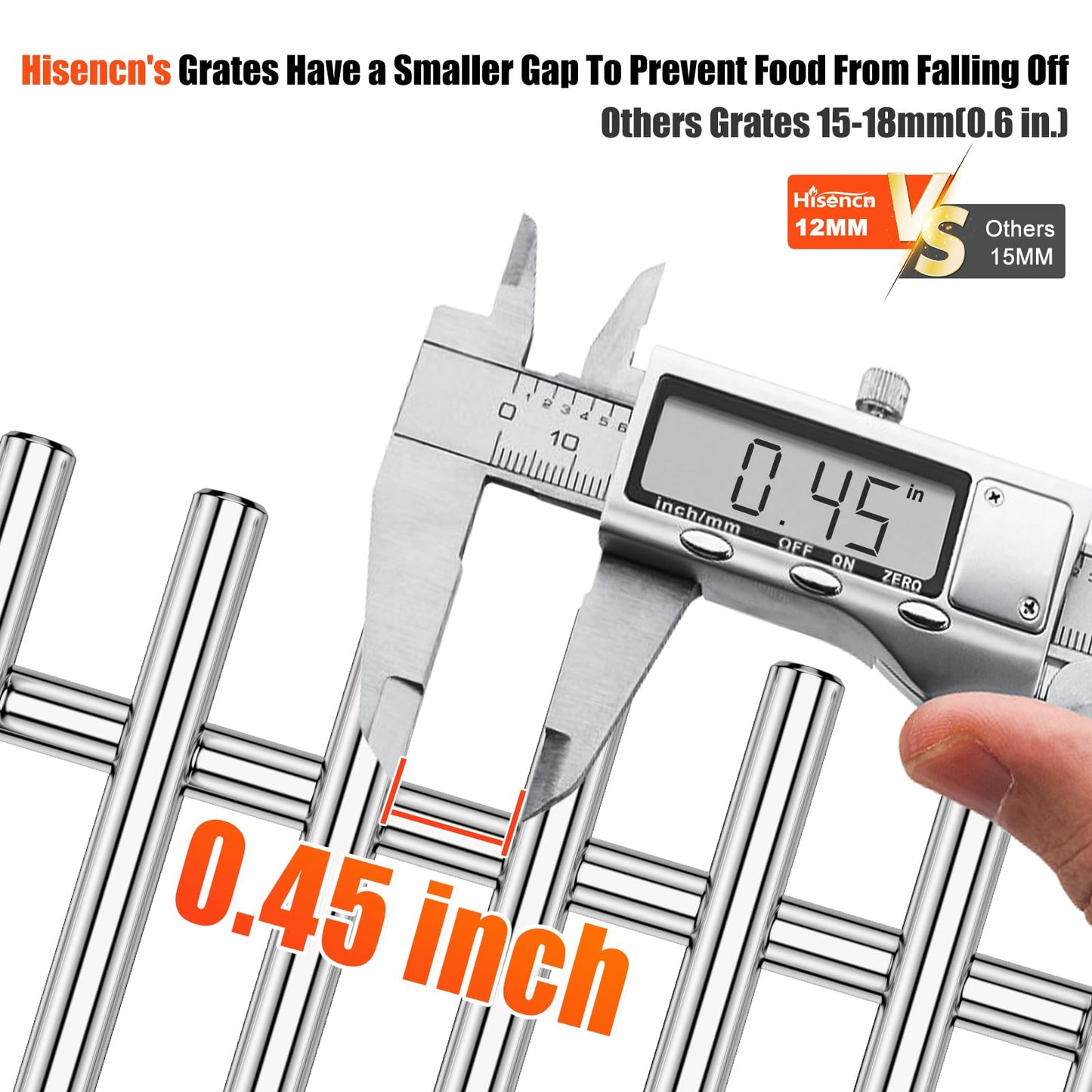 Hisencn 17" x 13 1/5" Cooking Grates for Nexgrill 720-0830H, 720-0830D, 720-0783E, 720-0783C, 720-0888, Stainless Steel Cooking Grid Replacement Parts for Home Depot Nexgrill 4&5-Burner Gas Grill,2pcs