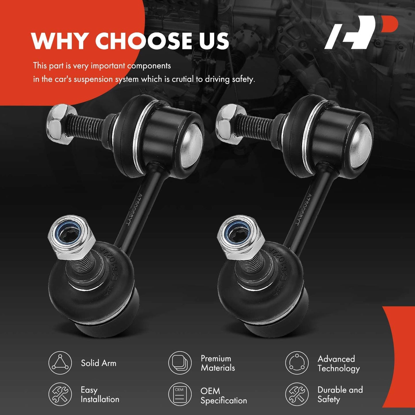 A-Premium 2 x Rear Sway Bar Links Stabilizer Bar Links, Compatible with Jeep & Chrysler & Dodge & Mitsubishi - Compass Patriot 200 Sebring Avenger Caliber Outlander (Sport) Lancer Eclipse Cross RVR