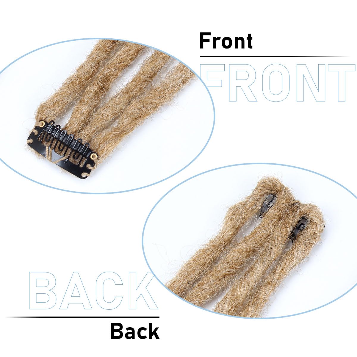 Sangtok 10 PCS Clip in Dreadlocks Hair Extensions, 24 inch Synthetic Dreads Extensions, Thin Straight Dreadlock for White Women(brown/blonde)