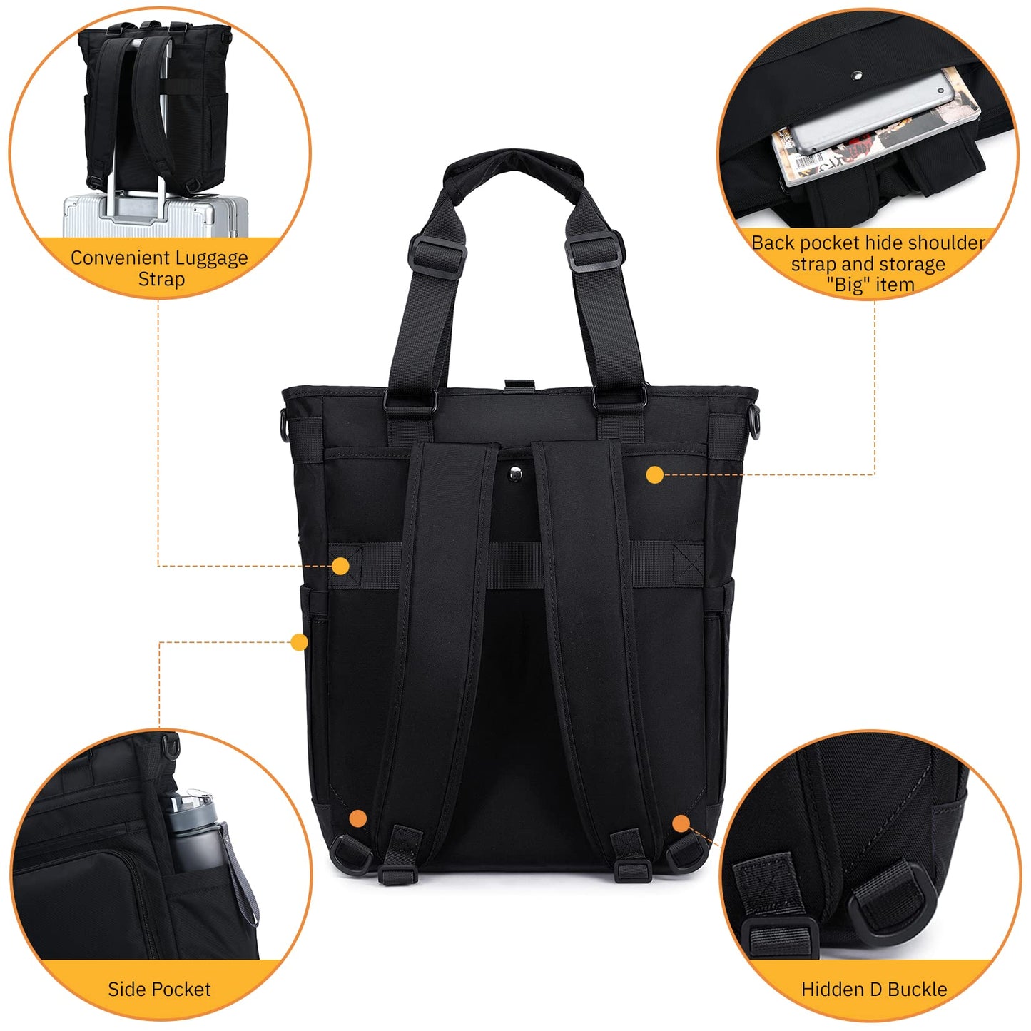 mygreen Tokyo Tote Messenger Backpack Convertible Tote Bag and Backpack, Fits 15.6" Laptop, Blue, 15.6 inch Laptop, Travel Backpacks