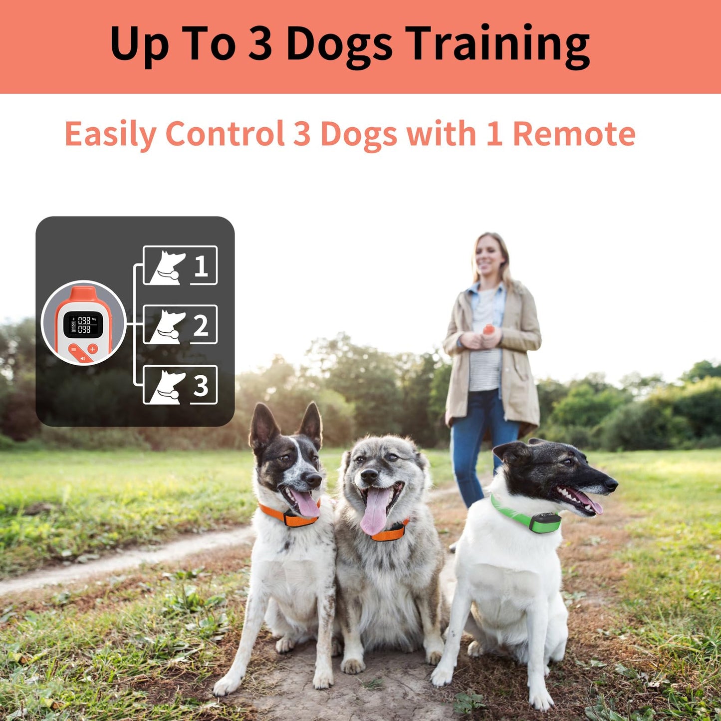 PaiPaitek No Shock Dog Training Collar for 2 Dogs – 3300ft Remote, Waterproof Vibration Collar for 2 Dogs, Humane Vibration & Beep, 5-120 lbs