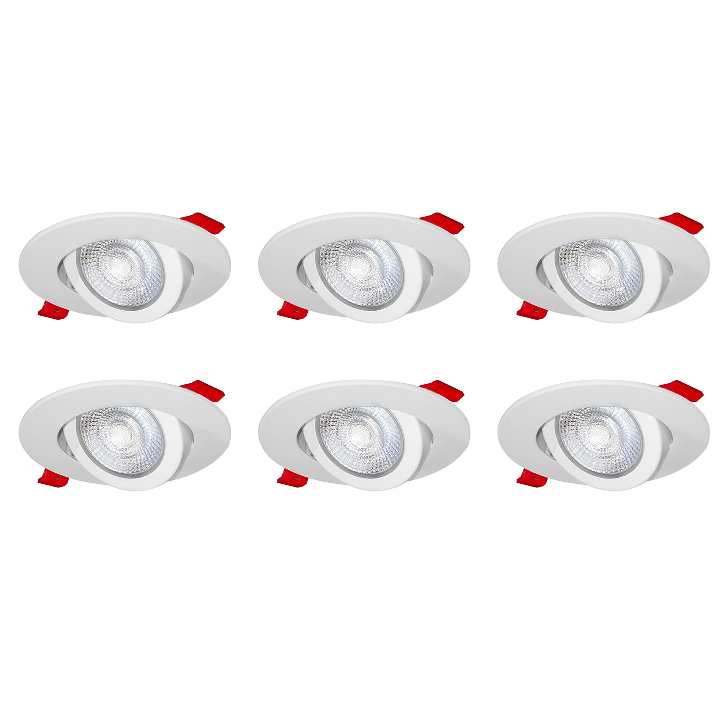Nadair 6-Pack 3 inches Gimbal LED Ultra Slim Recessed Lights, 6W, 400 Lumens, 5CCT Color Selectable (2.7K / 3K / 3.5K / 4K / 5K), Dimmable, IC Rated, ETL Certified, White Finish