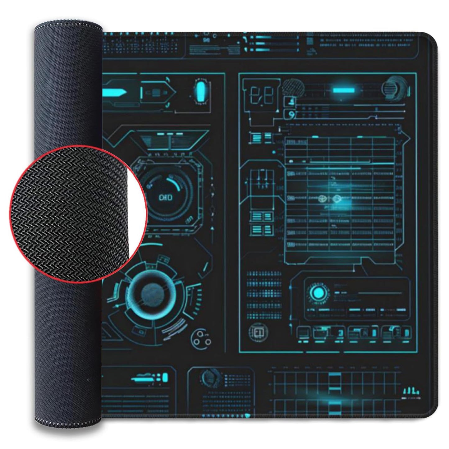 ZOCOZY Large Extended Gaming Mouse Pad, (48" x 24") Big Desk Matt for Desktop, Waterproof Computer Keyboard Mat for Esports Pros/Gamer/Desktop/Office/Home-Cyberpunk Black and Blue