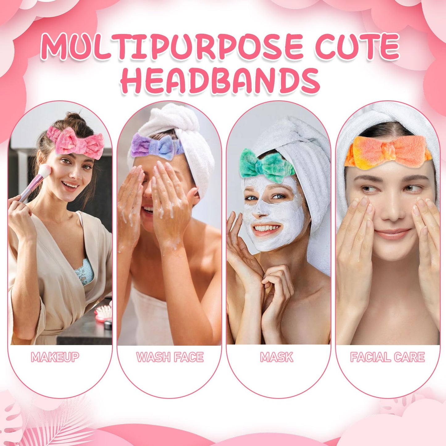 24 Pcs Sleepover Party Favors for Teenager Girl, Spa Headband for Washing Face Bow Makeup Headbands, Plush Sleep Eye Mask for Single Women Spa Pajama Party