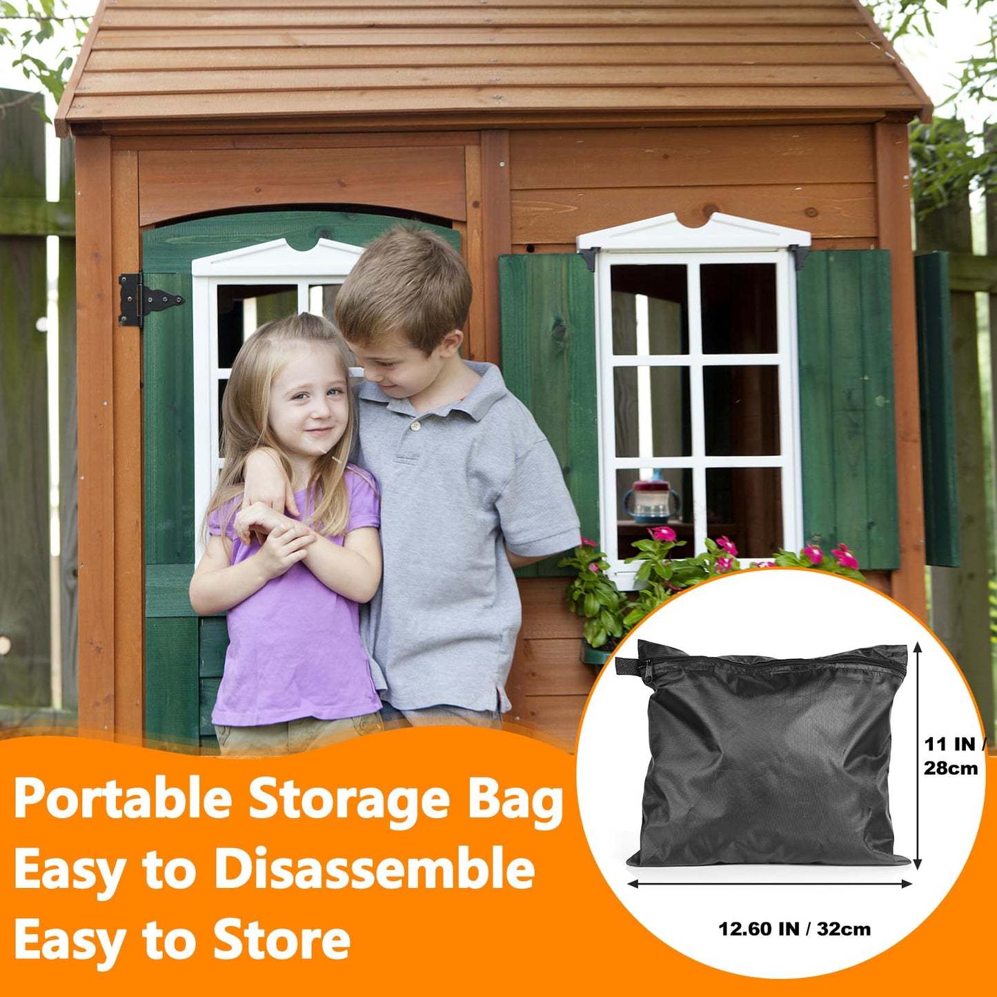 Playhouse Covers,Heavy Duty 420D Oxford Kids Play House Cover Waterproof,Universal House Cover for Little Tikes and Step2 with Side Zipper Easy to Put on,Air Vent,4 Reflective Strips,Windproof Buckle
