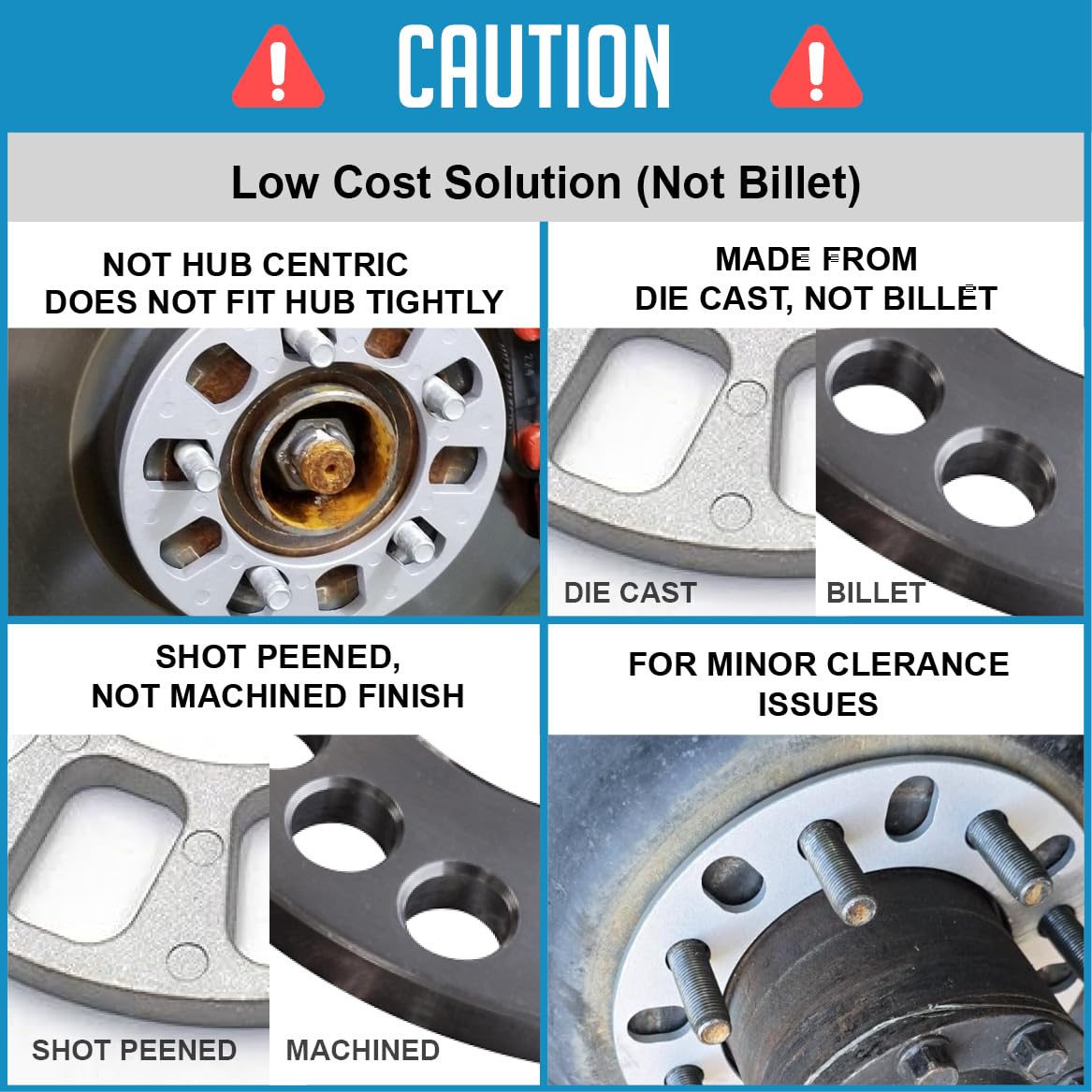 Wheel Accessories Parts 4 Pcs Die Cast Wheel Spacers 6mm 1/4" Thick Fits bolt patterns 5x135mm 5x139.70mm 5x5.5 6x135mm 6x139.7mm 6x5.5 Compatible with Ford F-150 ｜ Chevy Silverado 1500 ｜ RAM 1500