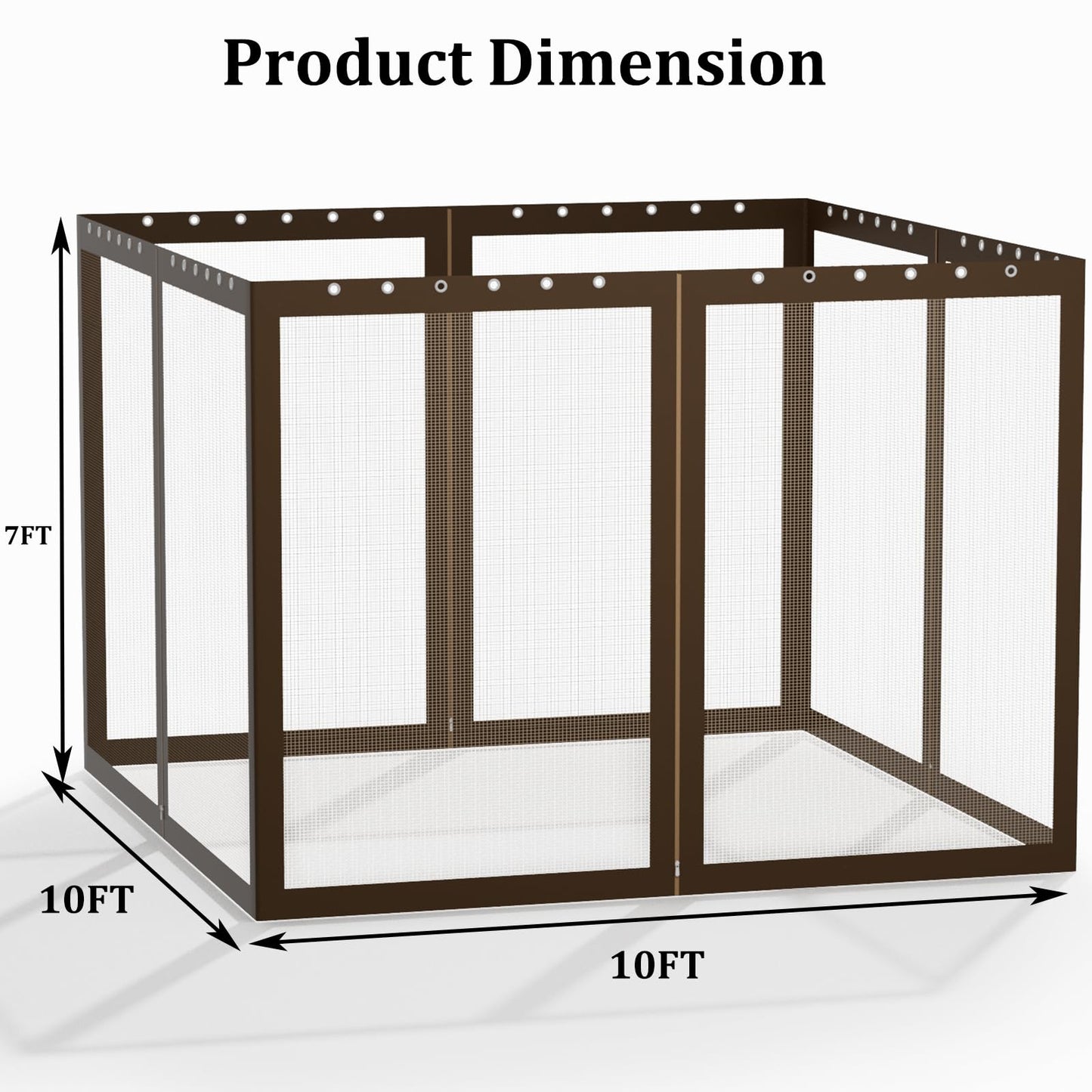 Mosquito Net Screen Walls for Outdoor Gazebo Canopy, 4-Panel with Zipper, Patio Tent Netting (Brown, 10 * 10 FT)