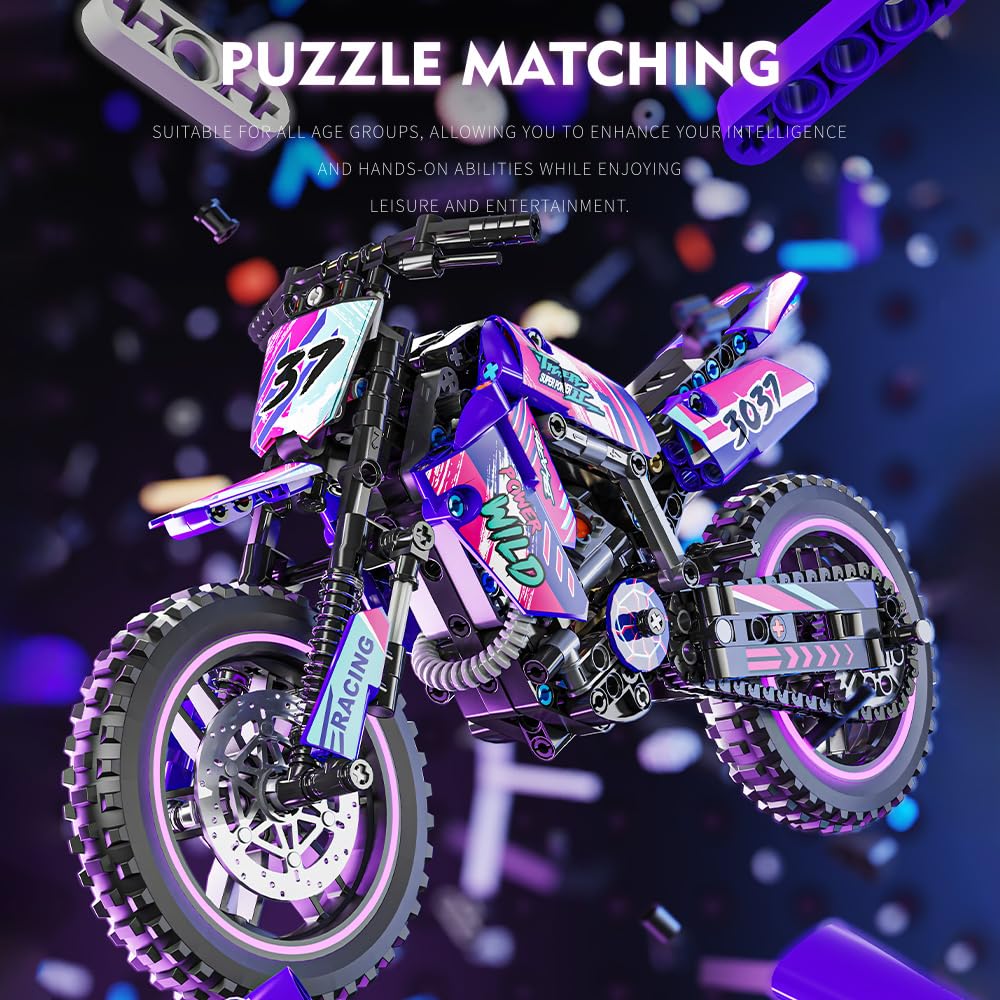 Mesiondy Pink Motorcycle Toy Building Blocks Set,Stem Bricks Sets,Toys Build A Model Motorcycle, (476 Pieces) for Boys Girls & Adults Kids Boys Ages 6 7 8 9 10 11 12+ (red)