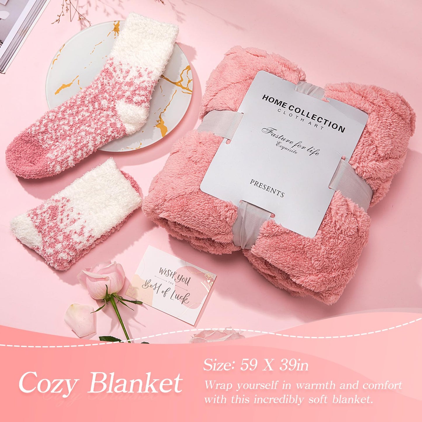 Birthday Gifts Unique for Women Get Well Soon Gifts, Self Care Baskets Bath Set Care Package Thinking of You Gifts Relaxation Gifts for Women Mom Her Friend Wife Grandma w/ Blanket