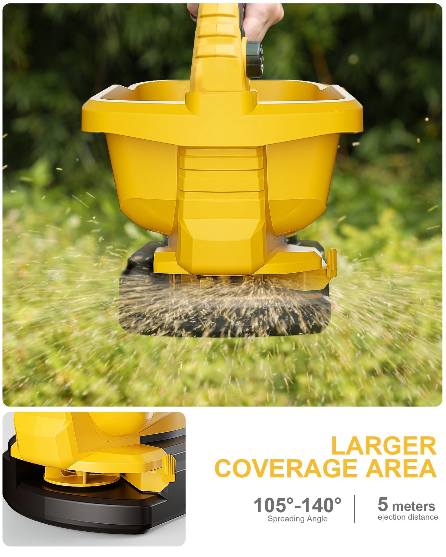 Handheld Power Seed Spreader Compatible with Dewalt 20V Battery(Tool Only), Cordless Salt Spreader Available Year-Round, Electric Lawn Spreaders for Grass Seeds, Rock Salt, Fertilizer, Feed