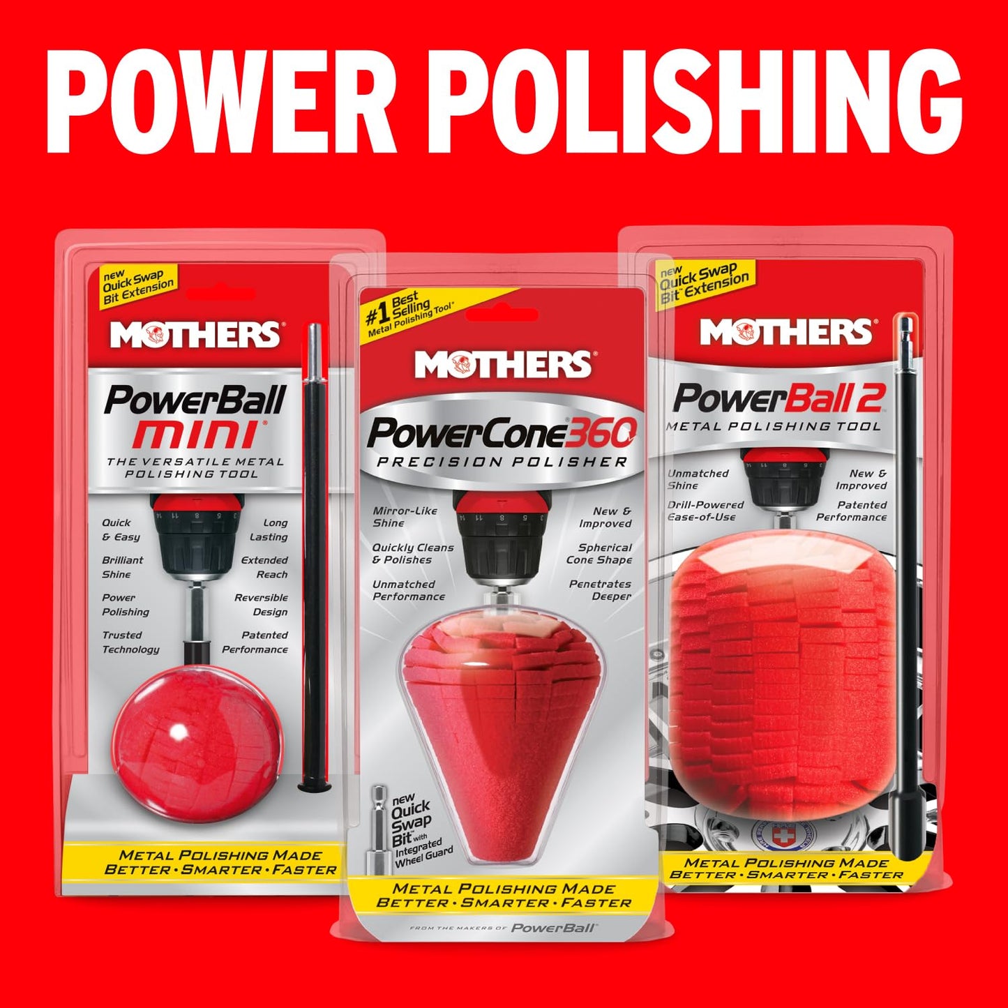 Mothers 05146 PowerCone 360 Metal Polishing Tool, Single Unit