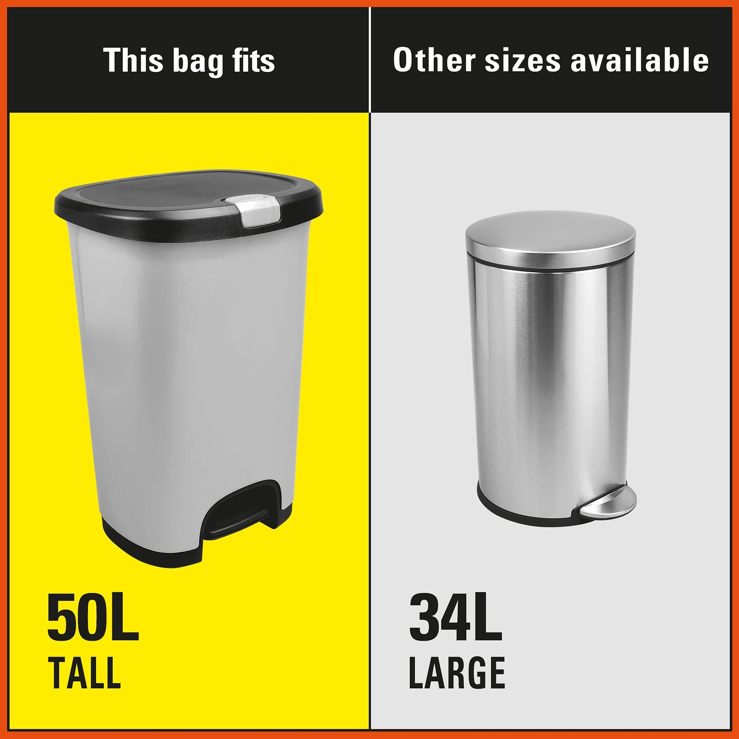 Hefty™ Ultra Strong 100ct Clear Garbage Bags Tall 50 L, Drawstring, Arm and Hammer odour neutralizer, MEGA Recycling/Waste/Kitchen/Trash Plastic Pack bags, Fits simplehuman code N