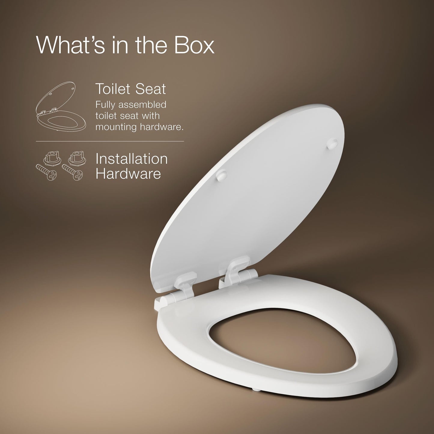 Kohler Stonewood Toilet Seat, Quiet-Close Elongated, Slow Close, Wooden Toilet Seat