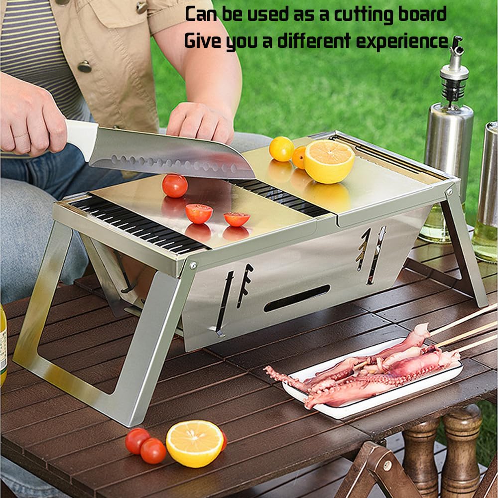ANQIA Portable Charcoal Barbecue Grill For 3-6 people Quick Foldable Grill for Travel Outdoor Patio Backyard Cooking and BBQ Camping Grill Picnic